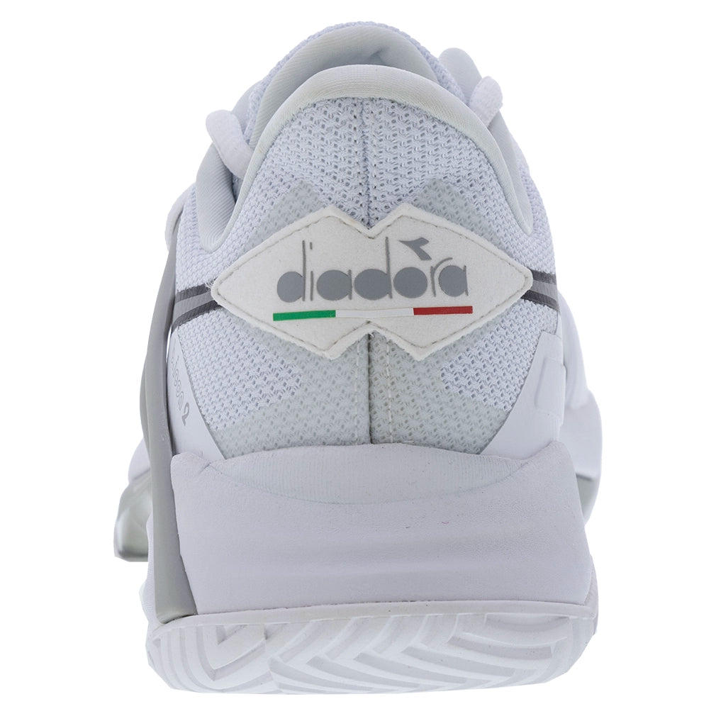 Men's B.Icon 2 AG Tennis Shoes - White & Silver | Lightweight Comfort for Competitive Play & Court Training | Perfect for Tennis Matches, Gym Workouts & Casual Wear