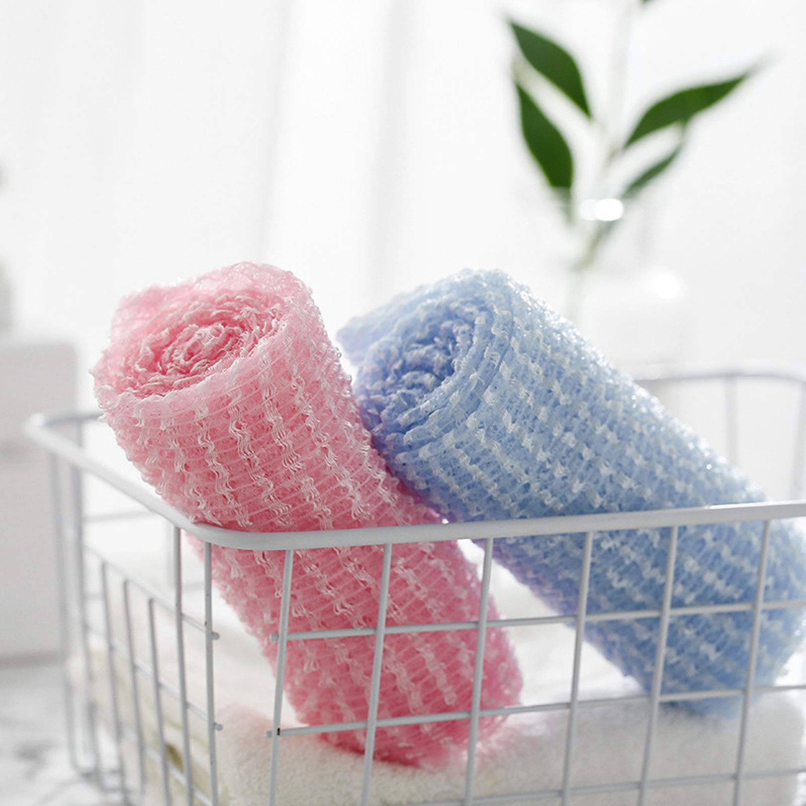 Exfoliating Back Scrubber for Shower - Long Handle Body Brush with Soft Bristles for Deep Cleansing & Skin Exfoliation - Perfect for Hard-to-Reach Areas - Blue Bath Wash Cloth for Spa, Gym & Home Use