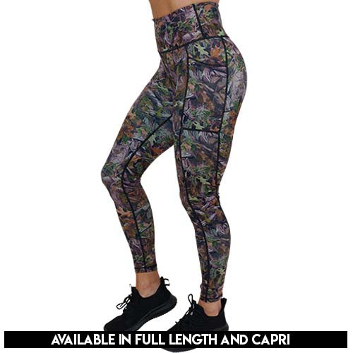 Forest Camo Leggings for Women - High Waisted Yoga Pants with Pockets, Stretchy & Breathable Workout Leggings - Perfect for Hiking, Gym, Running & Outdoor Activities