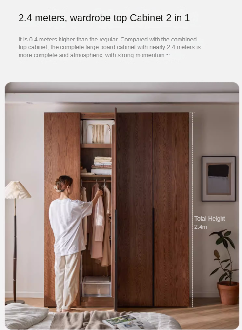 Solid Oak Wood Wardrobe - Spacious & Durable Closet Organizer for Bedroom, Living Room, or Walk-In Closet Storage