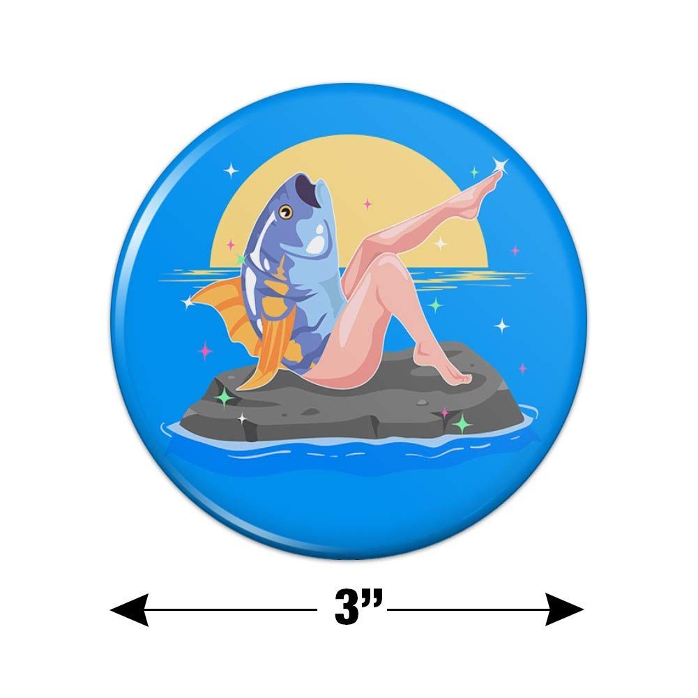 Funny Reverse Mermaid with Tuna Head Refrigerator Magnet - Novelty Kitchen Decor for Fridge, Lockers & Metal Surfaces - Perfect for Home, Office or Gifts