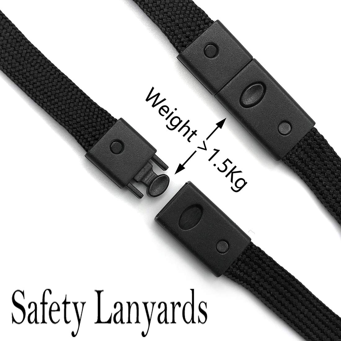 Breakaway Safety Lanyards Bulk 50pcs - Black Badge Lanyards for Work & Events