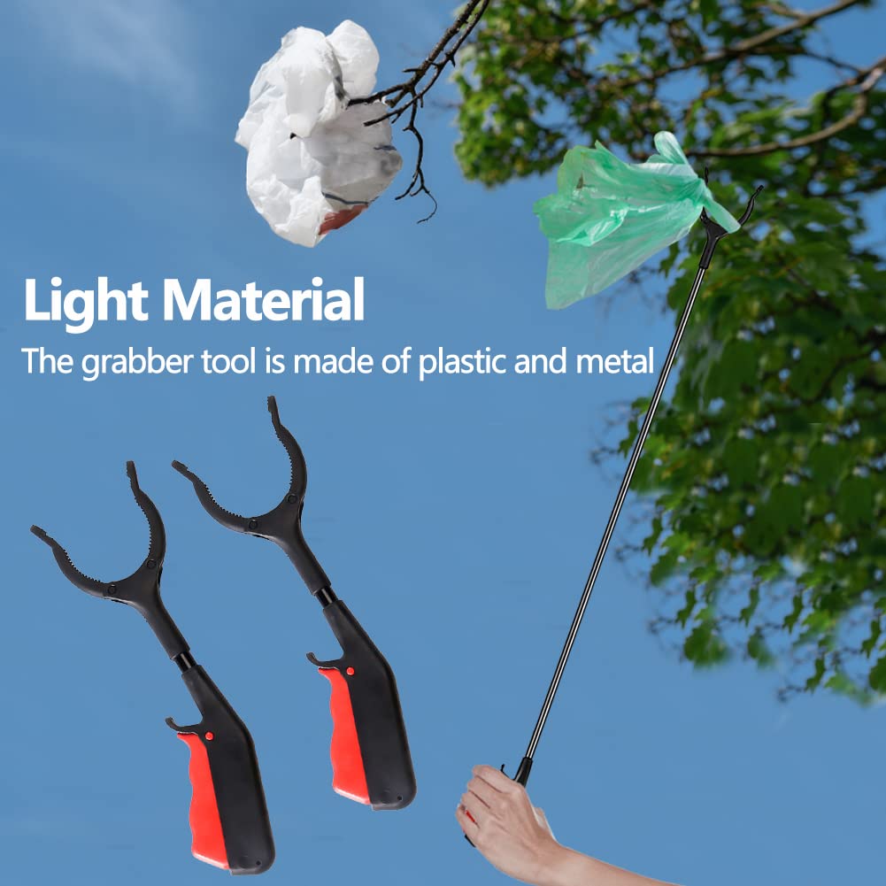**30cm Grabber Tool Set (2 Pack) - Extendable Reacher Claw for Adults, Kids & Seniors - Lightweight & Portable Trash Picker (Black + Red) - Perfect for Litter Pickup, Gardening & Home Organization**