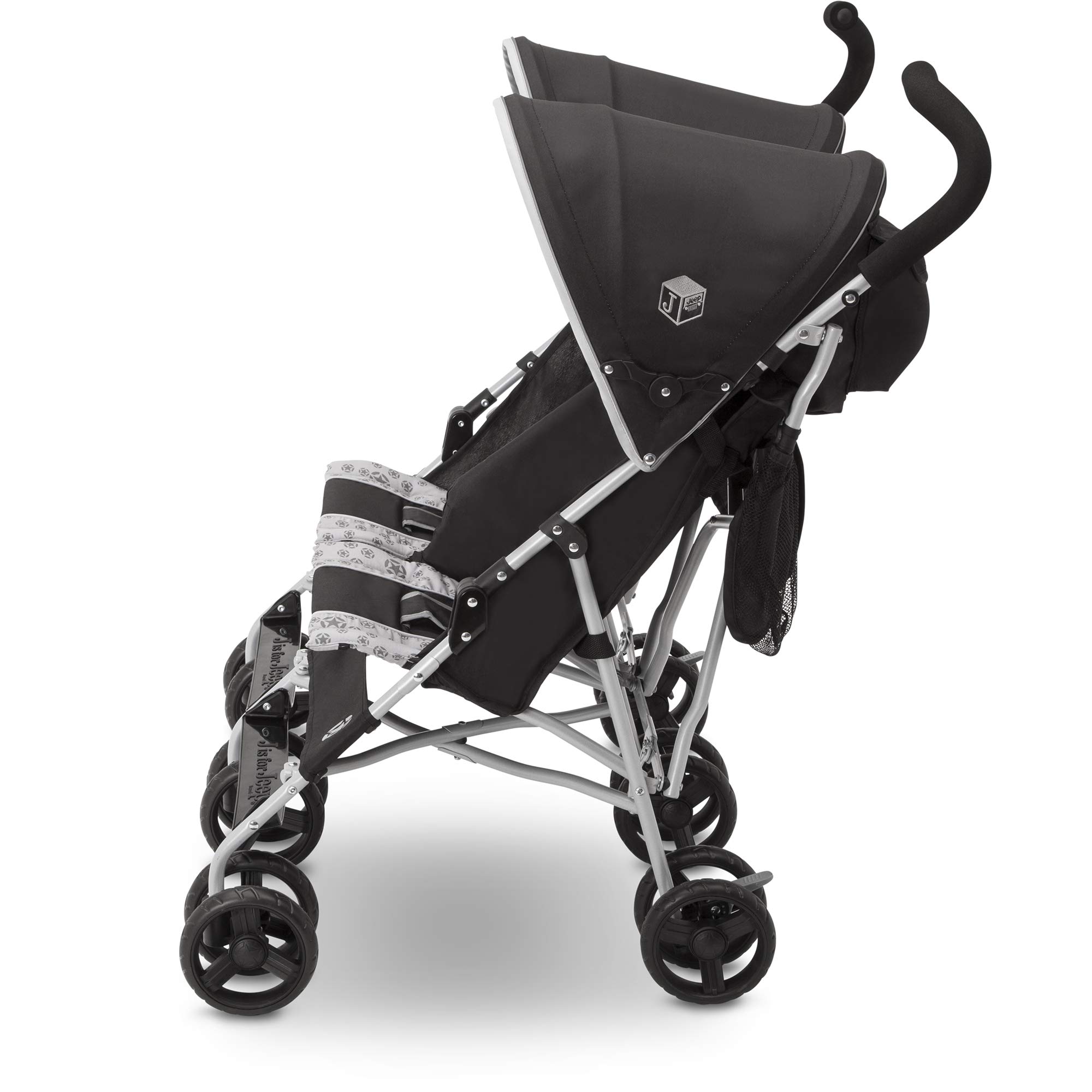 Jeep Scout Double Stroller for Toddlers - Side by Side Baby Stroller with Adjustable Canopy & Storage Basket, Charcoal Galaxy - Perfect for Twins, Siblings or Daycare Outings