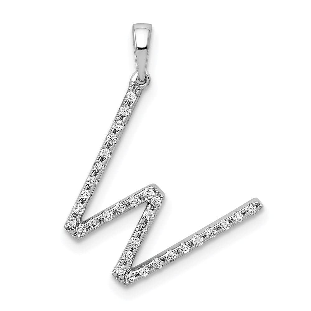 14K White Gold Diamond Letter W Initial Pendant Necklace - Elegant Personalized Jewelry Gift for Women, Perfect for Birthdays, Anniversaries & Special Occasions
