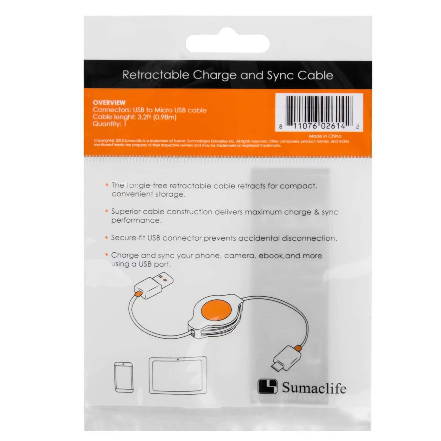50 Pack Retractable Micro USB Charger Cable - Fast Sync & Charging Cord for Android Phones, Tablets & Devices - Perfect for Travel, Office & Home Use