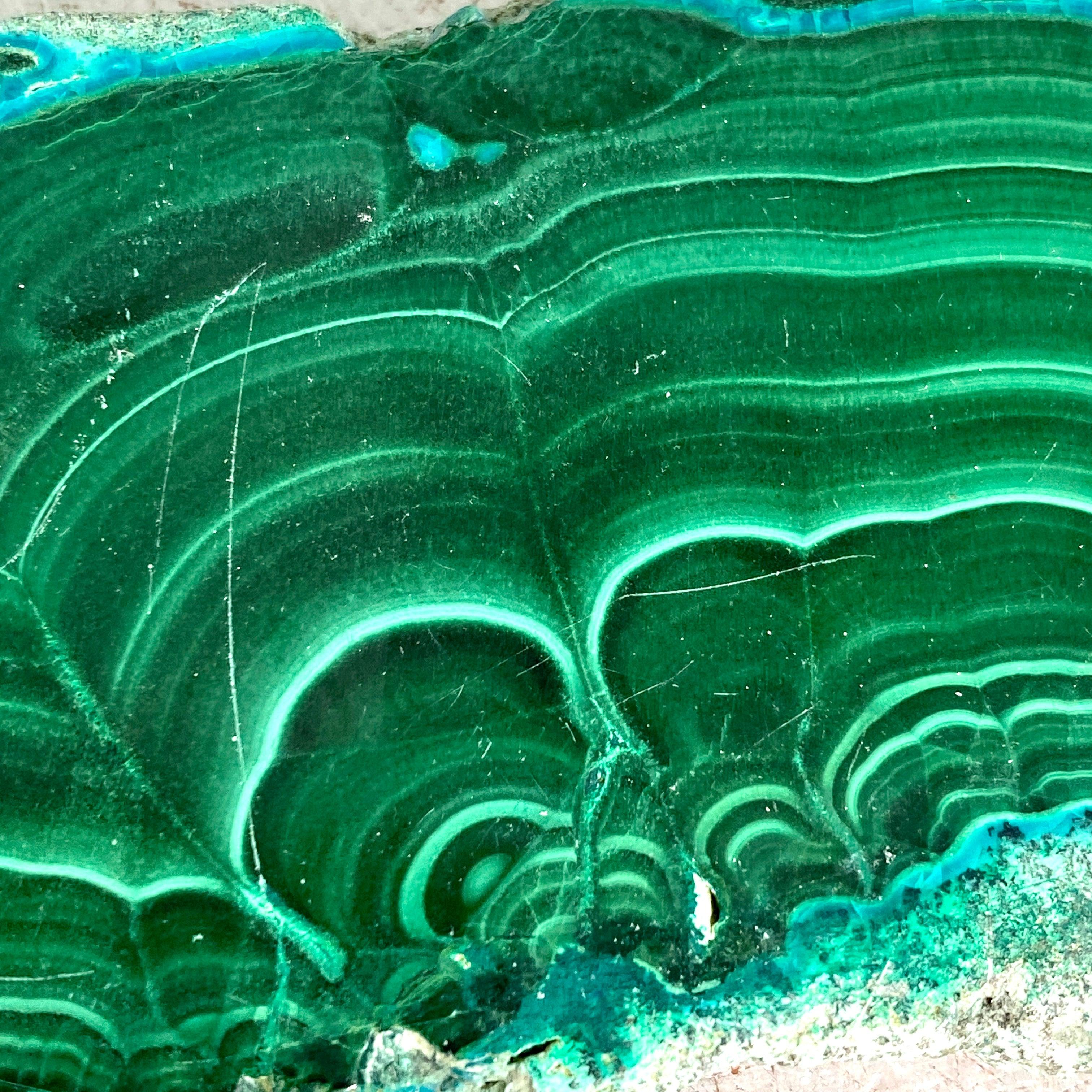 Natural Malachite and Chrysocolla Slice CR3538 - Healing Crystal for Meditation, Home Decor, and Jewelry Making