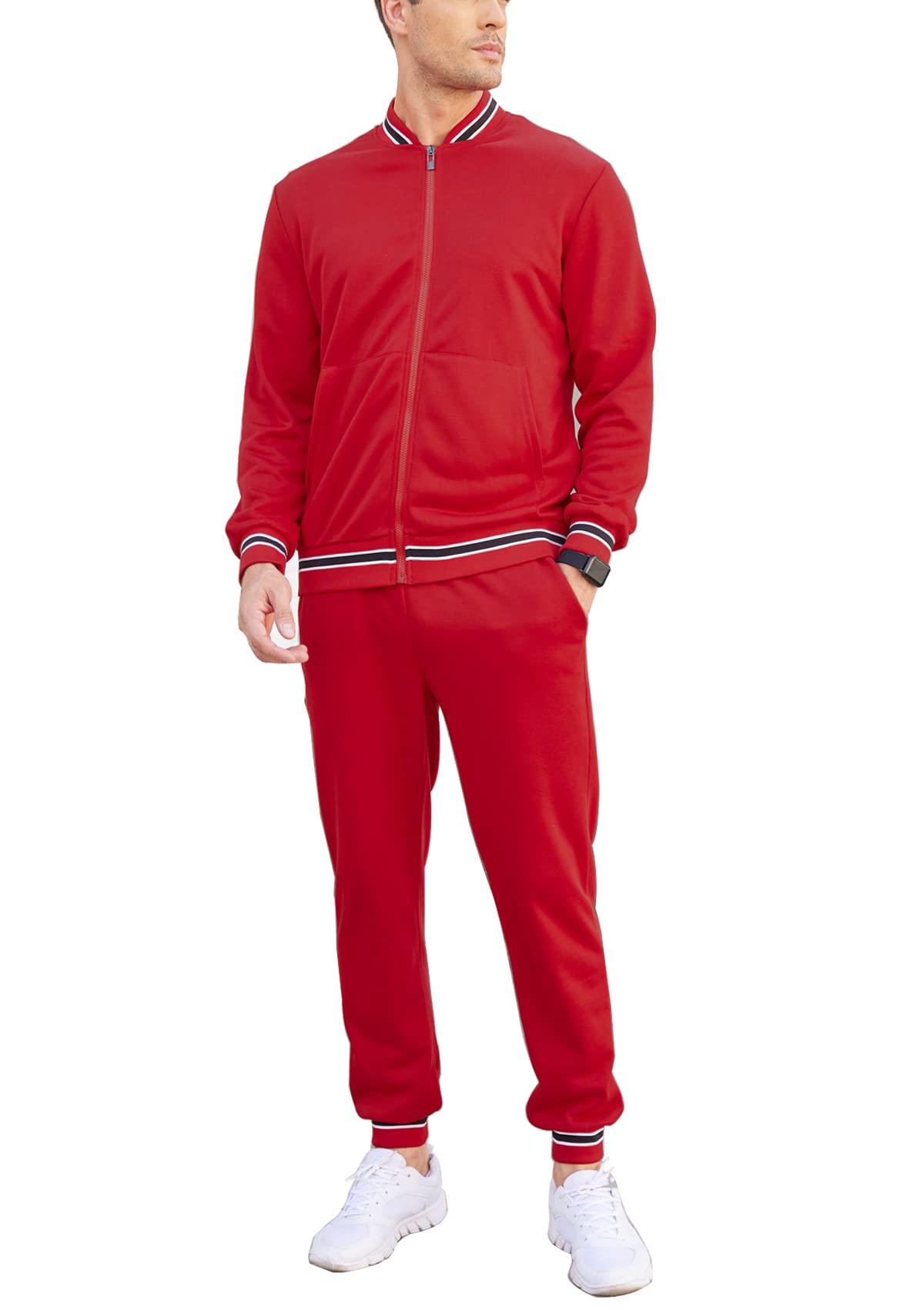 COOFANDY Men's 2-Piece Athletic Tracksuit Set - Zip Up Hoodie & Jogger Pants with Pockets for Running, Gym, and Casual Wear