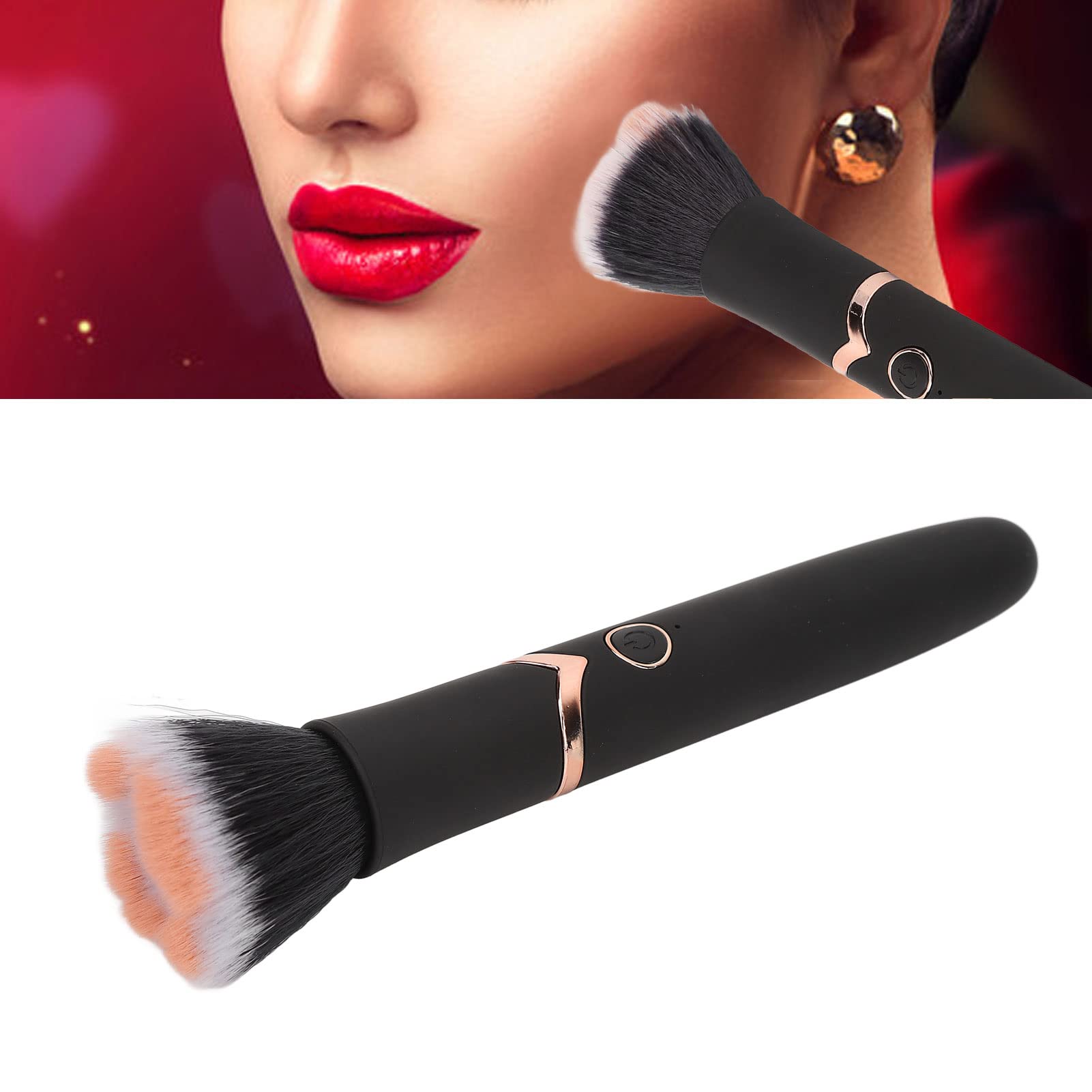 Rechargeable Electric Makeup Brush - 10-Speed Vibrating Blush & Powder Brush for Concealer, Foundation & Contouring | Perfect for Travel, Home & Professional Makeup Application