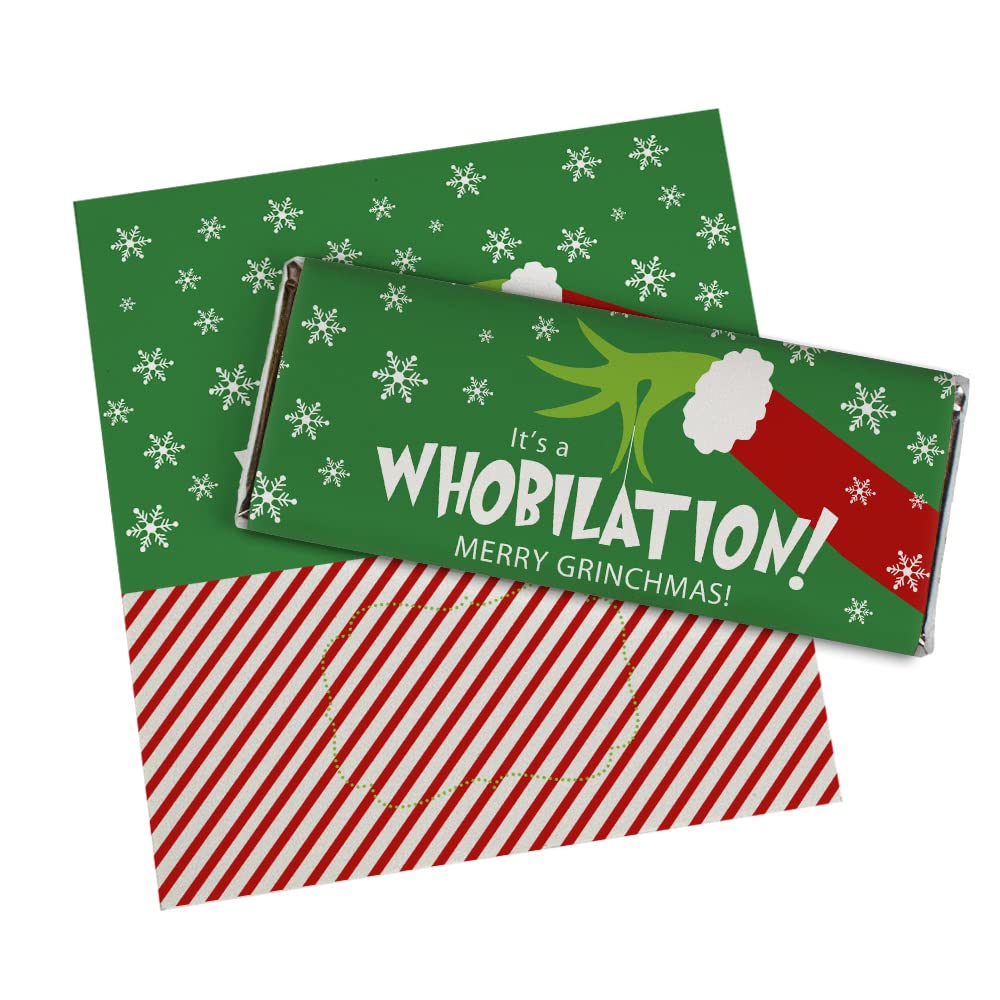 24-Pack Christmas Candy Bar Wrappers DIY Kit - Grinch Themed Party Favors for Holiday Treats & Gifts | Perfect for Christmas Parties, Classroom Activities & Festive Gift Wrapping