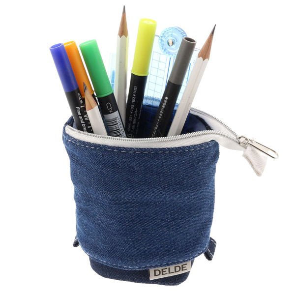 DELDE Premium PU Leather Pen Case - Stylish & Durable Pencil Holder for School, Office & Travel - Sun Star Design for Students & Professionals