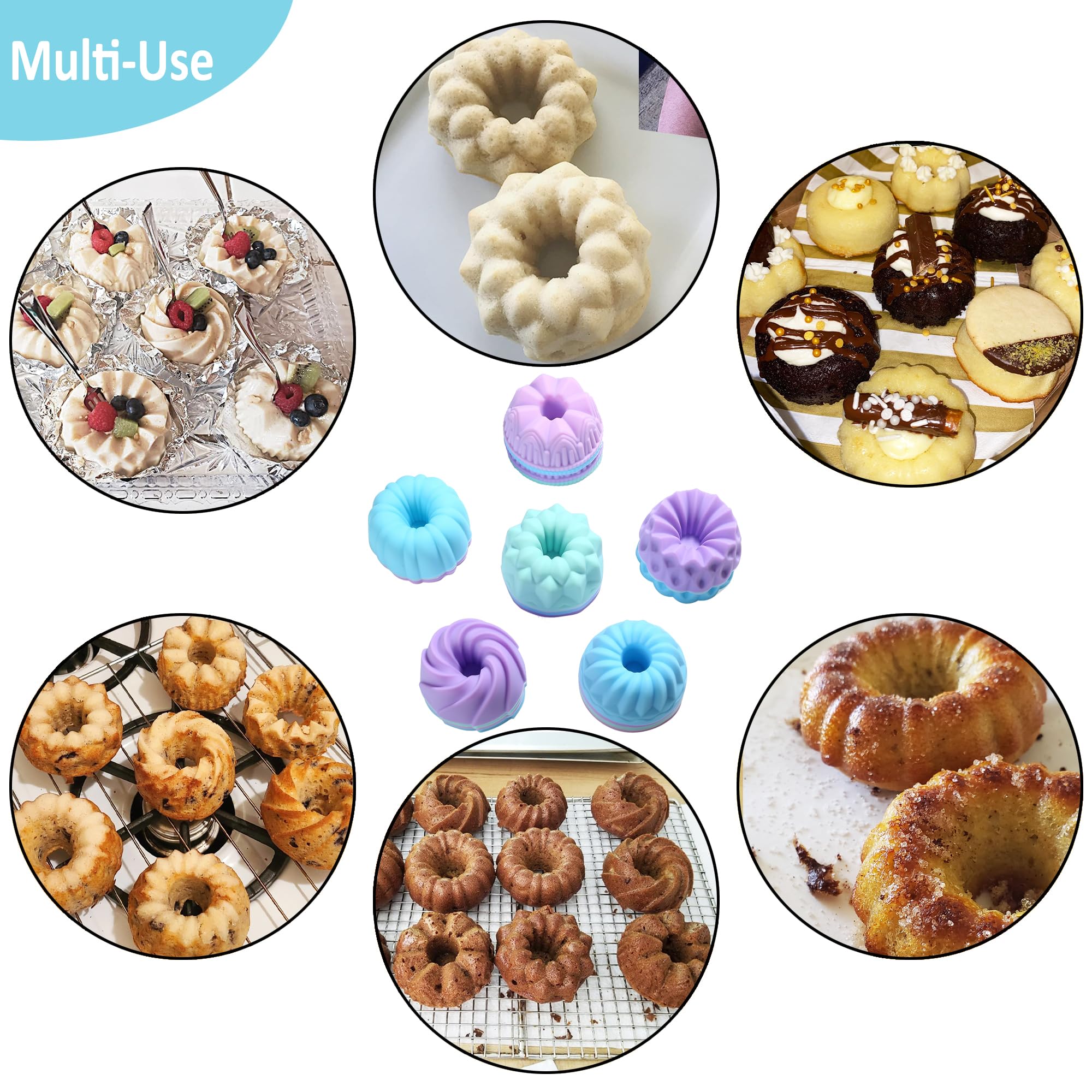 46-Piece Silicone Bakeware Set - Non-Stick Oven Baking Pans, Cake Molds, Chiffon Pan, Donut Pan, Square & Loaf Pan for Home Baking, Party Desserts & Holiday Cooking