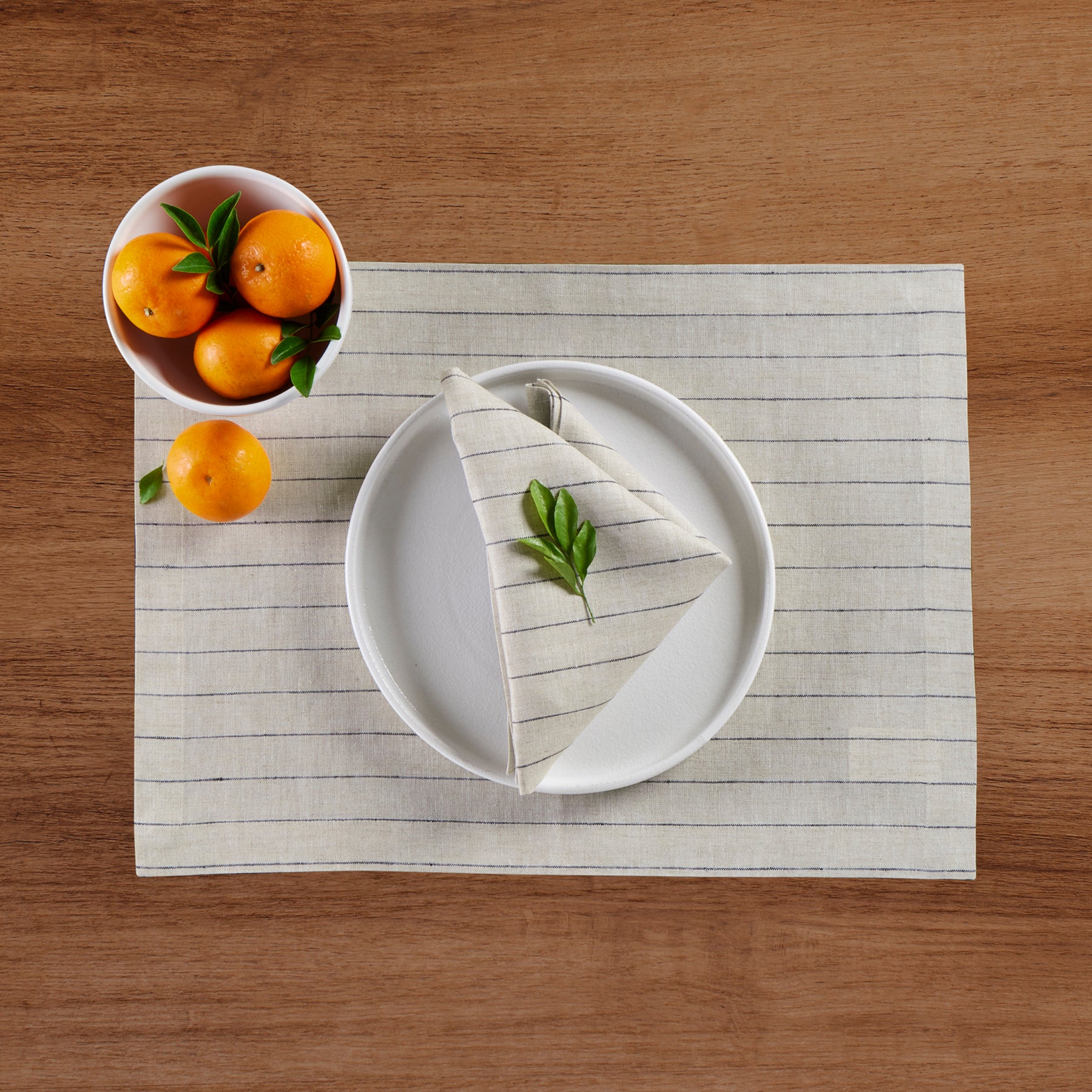 Elegant Pinstripe Placemats Set of 4 - Premium Table Decor for Dining Room, Kitchen & Holiday Entertaining - Washable & Durable Place Settings for Everyday Use & Special Occasions
