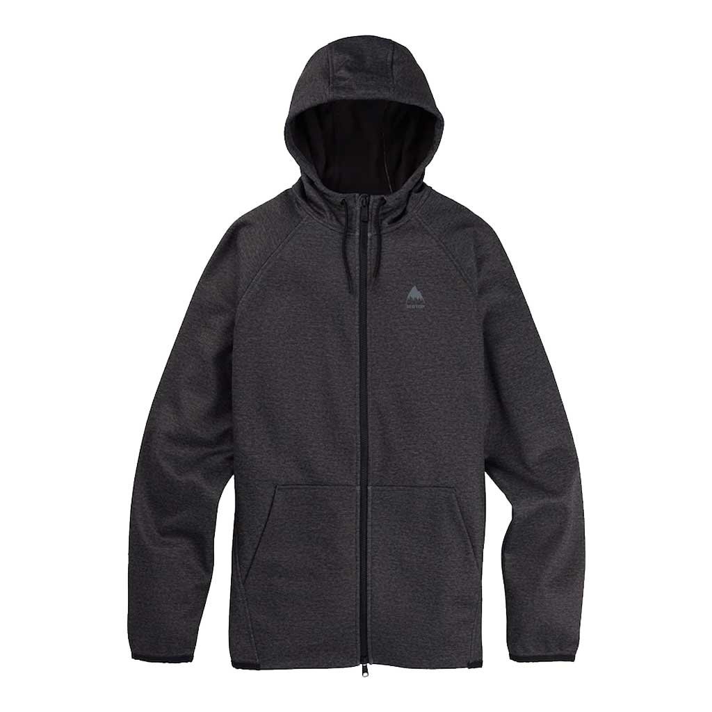 Burton 22/23 Crown Weatherproof Zip Hoodie for Men & Women - Waterproof Windbreaker Jacket with Fleece Lining for Outdoor Activities, Hiking & Winter Sports - True Black Heather