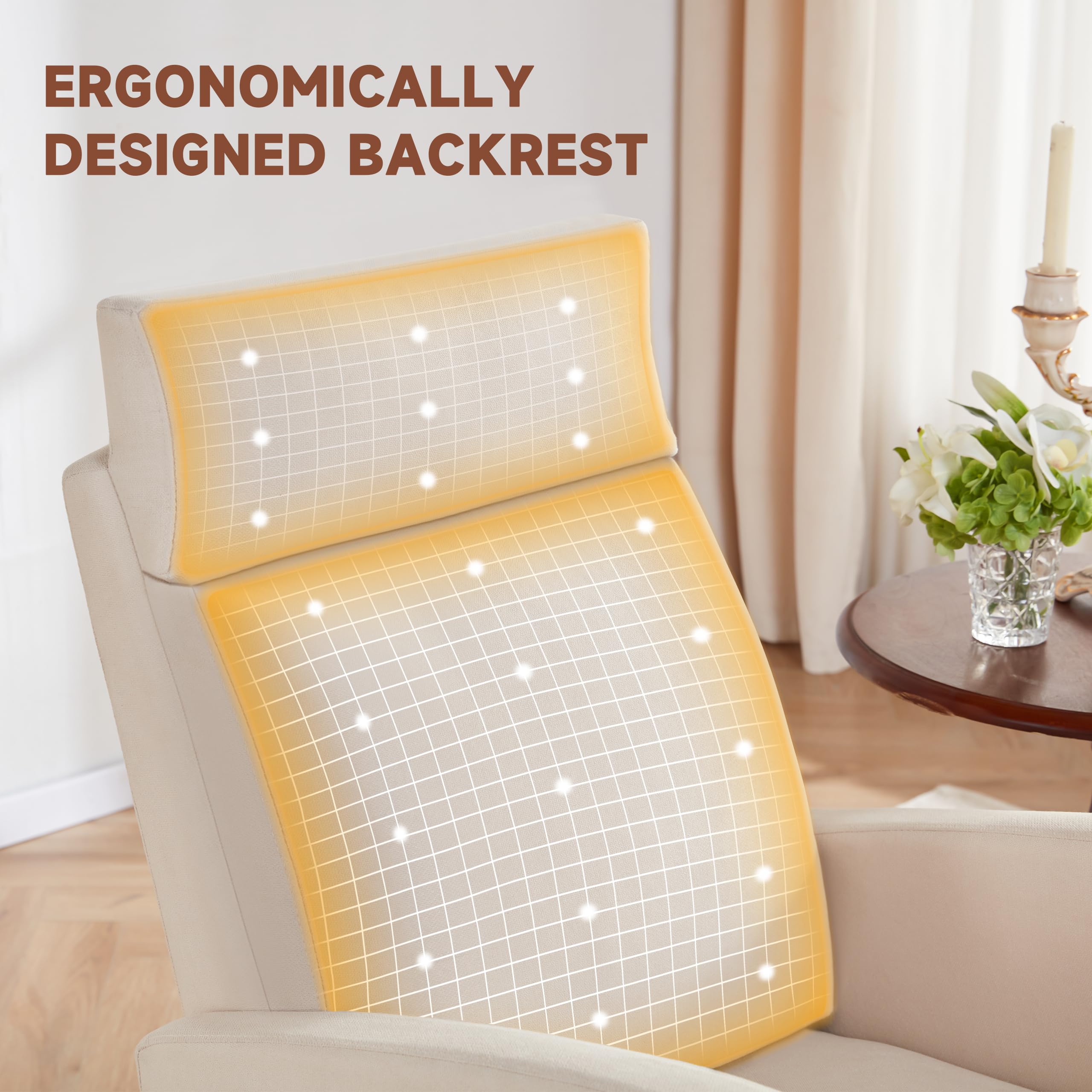 Comfortable Nursery Rocking Chair with Footrest & High Back - Baby Glider Rocker with Storage Pocket - Perfect for Nursing, Nursery & Living Room (Linen Beige) | Ideal for Breastfeeding, Baby Care & Relaxation