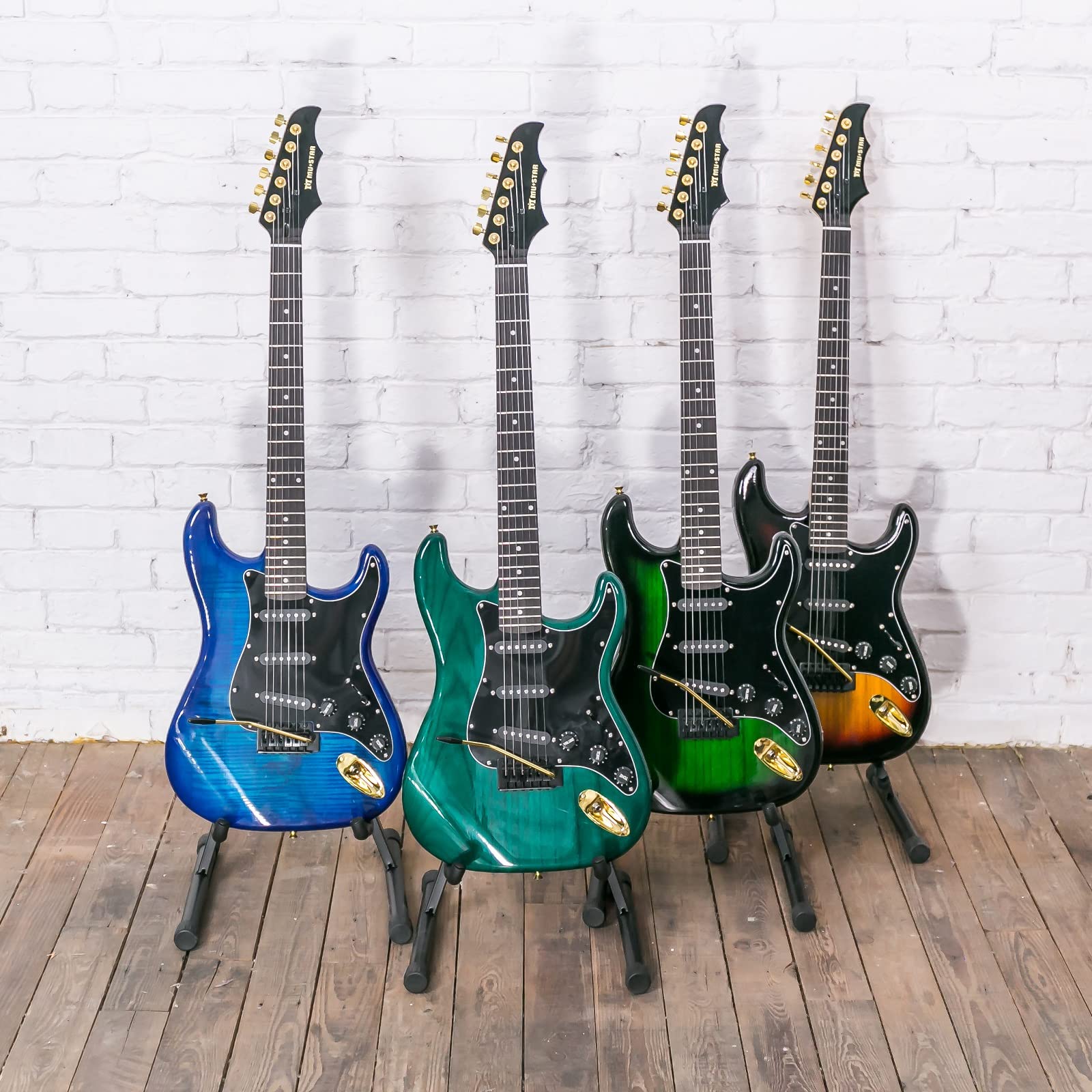 MUSTAR 39 Inch Full Size Solid Wood Electric Guitar Kit for Beginners - Includes 25W Amplifier, Gig Bag, Digital Tuner, Capo, Strap, Cable & Picks (Blue) - Perfect for Home Practice, Studio Recording & Live Performances