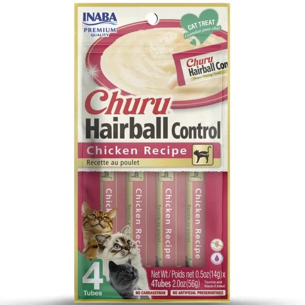 Inaba Churu Hairball Control Chicken Recipe Creamy Purée Cat Treat - Delicious & Healthy Snack for Cats with Hairball Issues - Perfect for Bonding, Training & Digestive Health