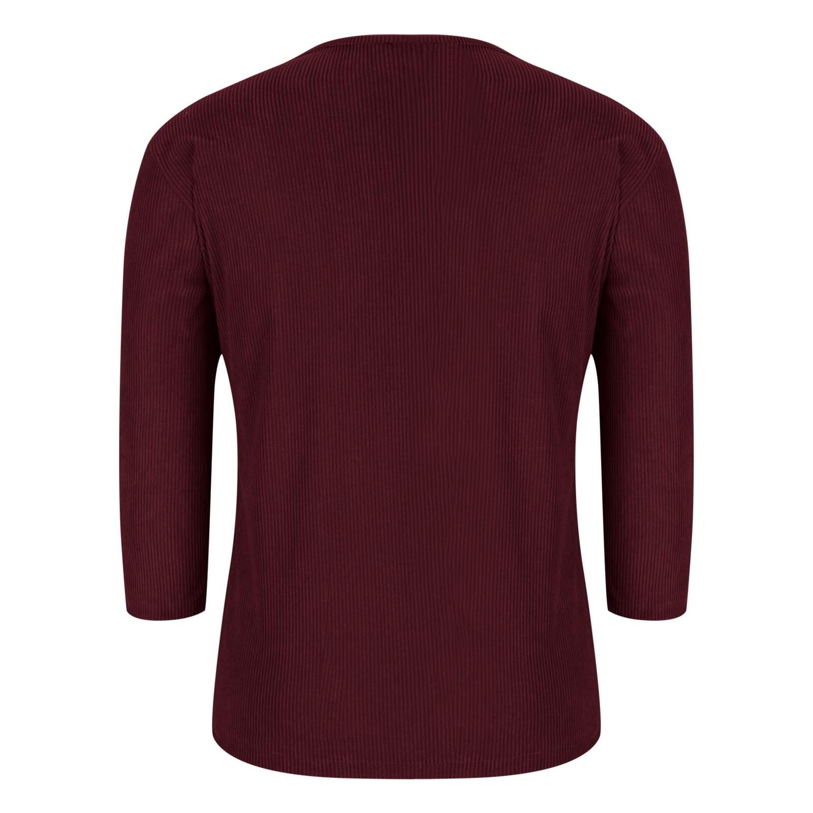 Women's 3/4 Sleeve Crew Neck Casual T-Shirt - Solid Color Loose Fit Blouse for Spring & Summer 2025 | Office Wear, Weekend Outfits & Daily Comfort