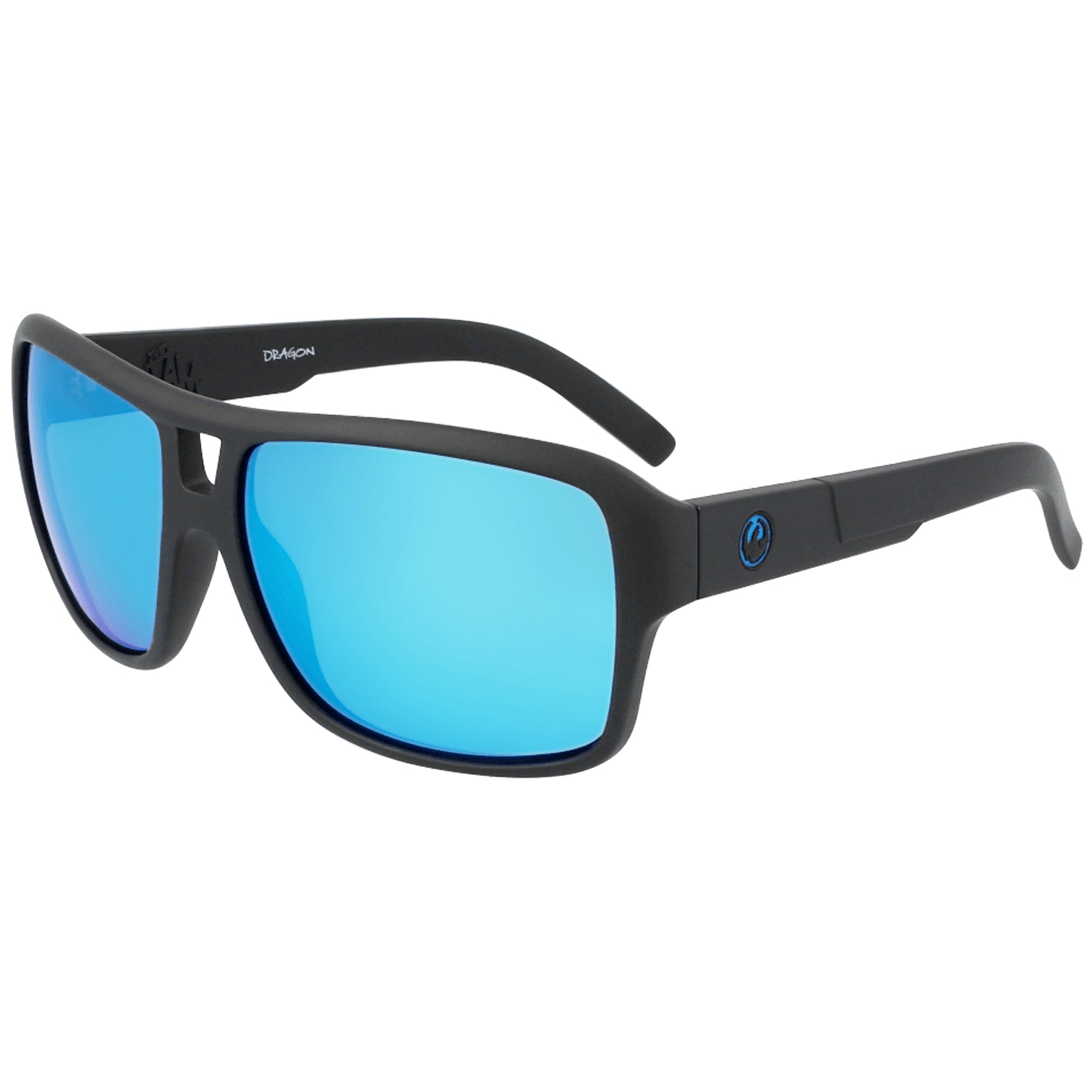 Dragon The Jam Small LL H2O Polarized Sunglasses for Men - Matte Black/Blue Ion Lens - UV Protection, Lightweight & Durable - Perfect for Driving, Fishing & Outdoor Activities