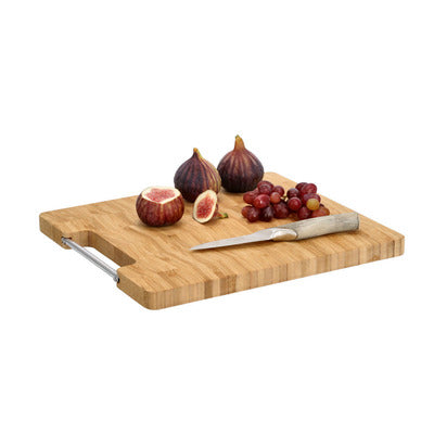 Premium Bamboo Cutting Board with Metal Handle - Durable & Stylish for Kitchen, BBQ, and Serving - Various Shapes Available