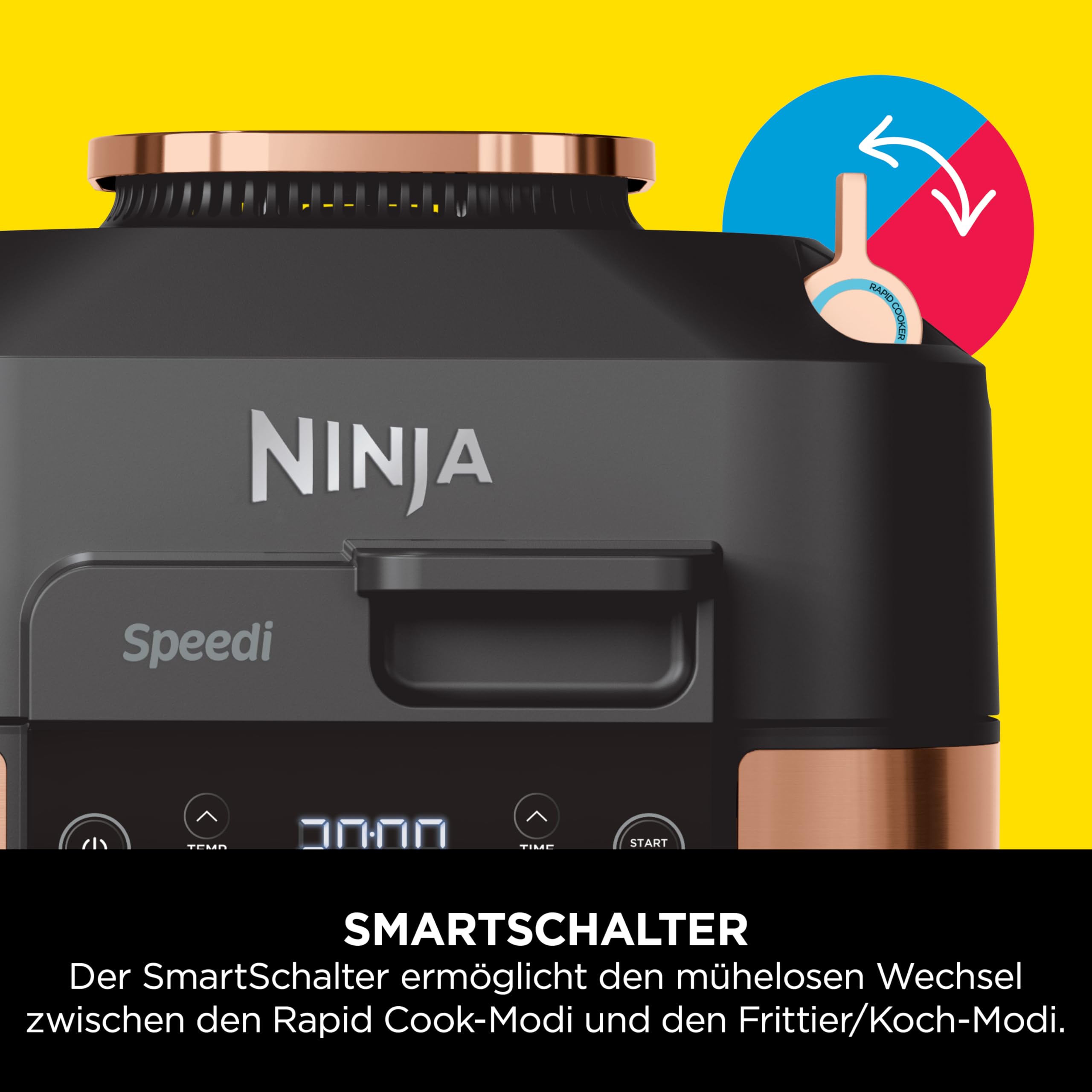 Ninja Speedi 10-in-1 Multi-Cooker with 5.7L Capacity | Air Fryer, Slow Cooker, Grill & Bake | Black & Copper (ON400EUCP) | Perfect for Family Meals, Quick Dinners & Healthy Cooking