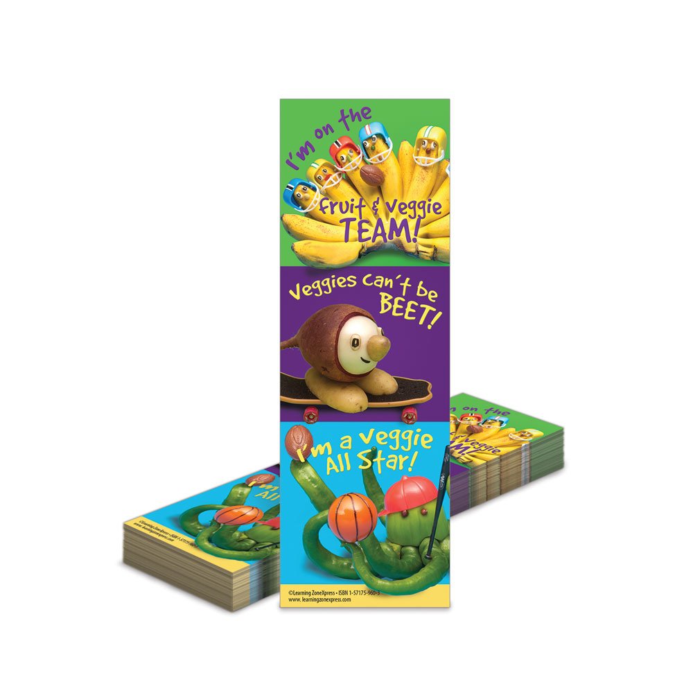 100 Colorful Fruit and Vegetable Bookmarks for Kids - Fun Reading Accessories (2.5