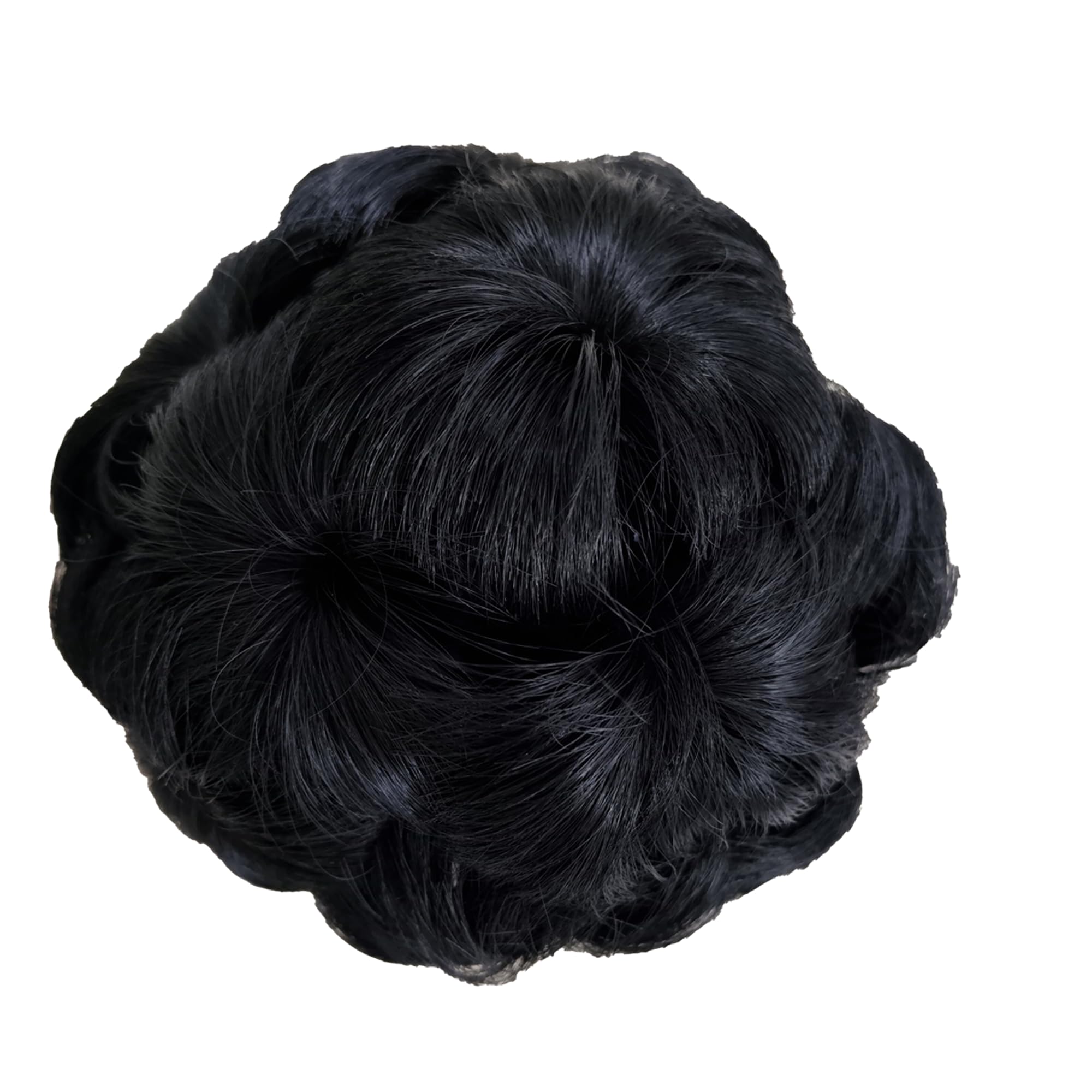 Flushia Women's Hair Bun Clip with Artificial Synthetic Hair Extension - Natural Black Medium | Perfect for Updos, Ponytails & Everyday Hairstyles