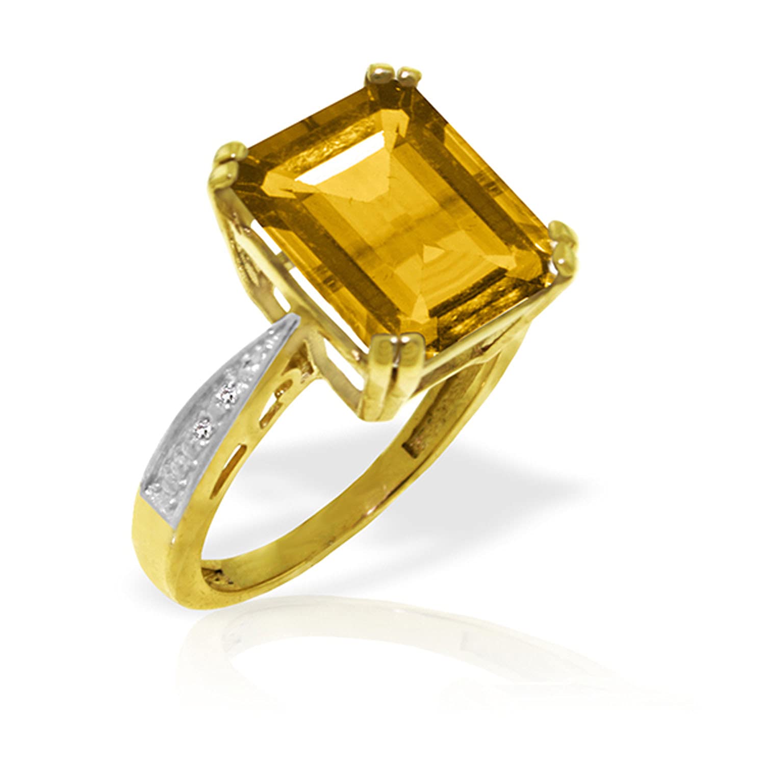 5.60 CT Octagon Citrine & Diamond Accent Ring in 14K Yellow Gold | Elegant Jewelry for Women | Perfect for Weddings, Anniversaries & Special Occasions