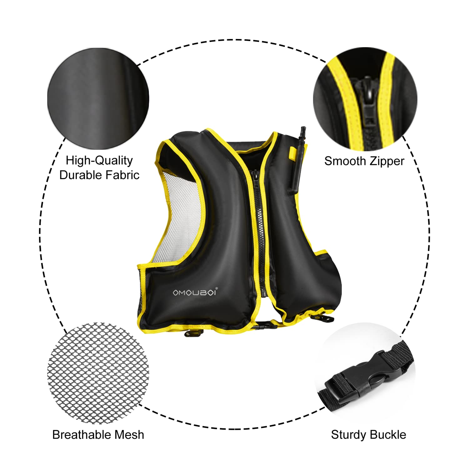 **Inflatable Snorkel Vest for Adults - Adjustable Safety Swim Jacket for Women & Men (40-100kg) - Perfect for Snorkeling, Kayaking, Paddle Boarding, Fishing & Surfing - Lightweight & Comfortable for Ocean & Pool Adventures**
