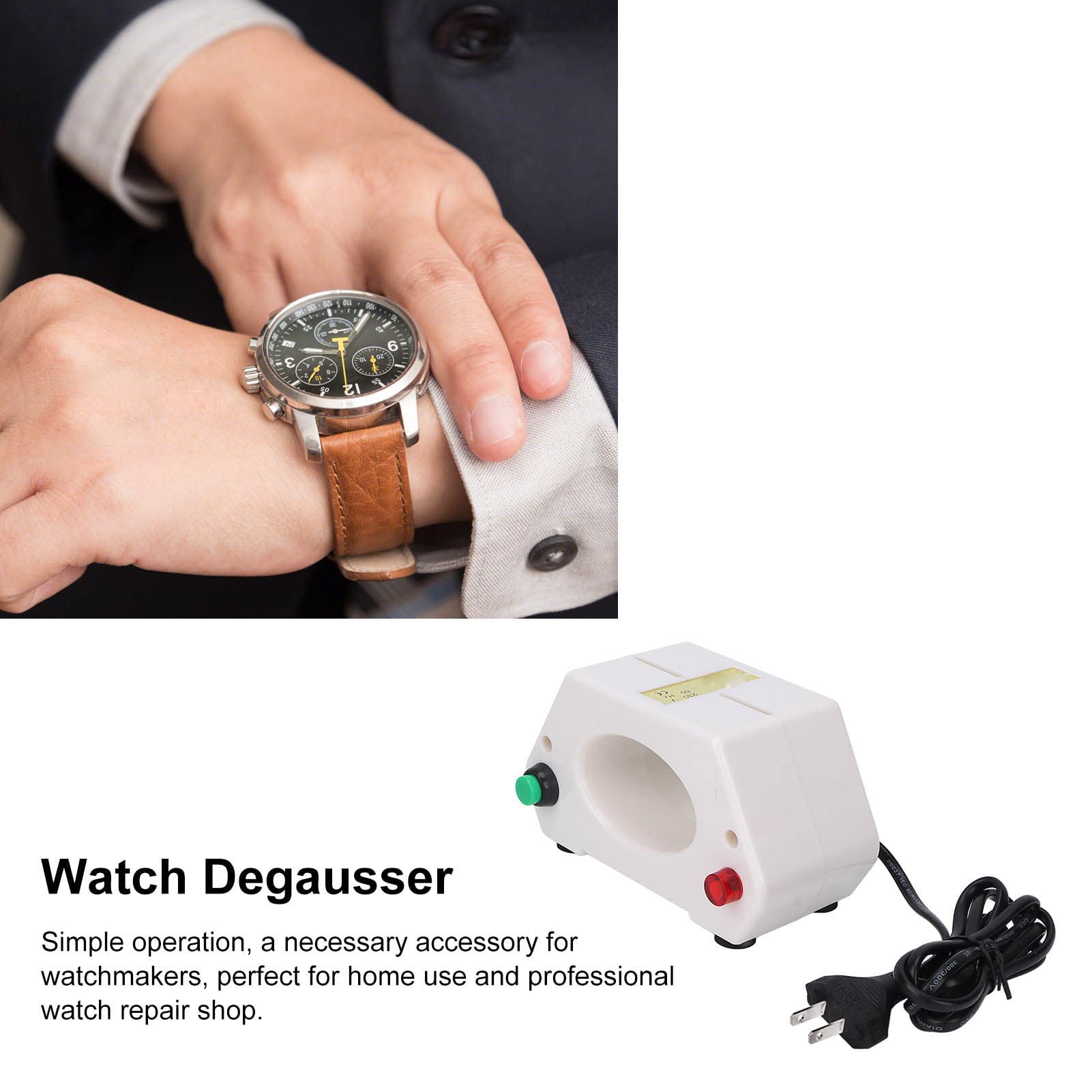 Professional Watch Demagnetizer Tool - Brrnoo Watch Repair Degaussing Machine for Mechanical Watches | Watchmaker's Essential Tool for Removing Magnetism | Perfect for Watch Repair Shops & Home Use