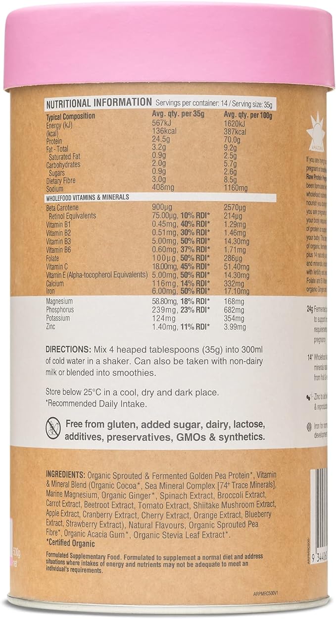 Amazonia Raw Pregnancy Plus Prenatal Vitamins - Organic & Natural Supplement for Expecting Mothers - Supports Healthy Pregnancy, Fetal Development & Maternal Wellness - Ideal for Preconception, Pregnancy & Postpartum Care