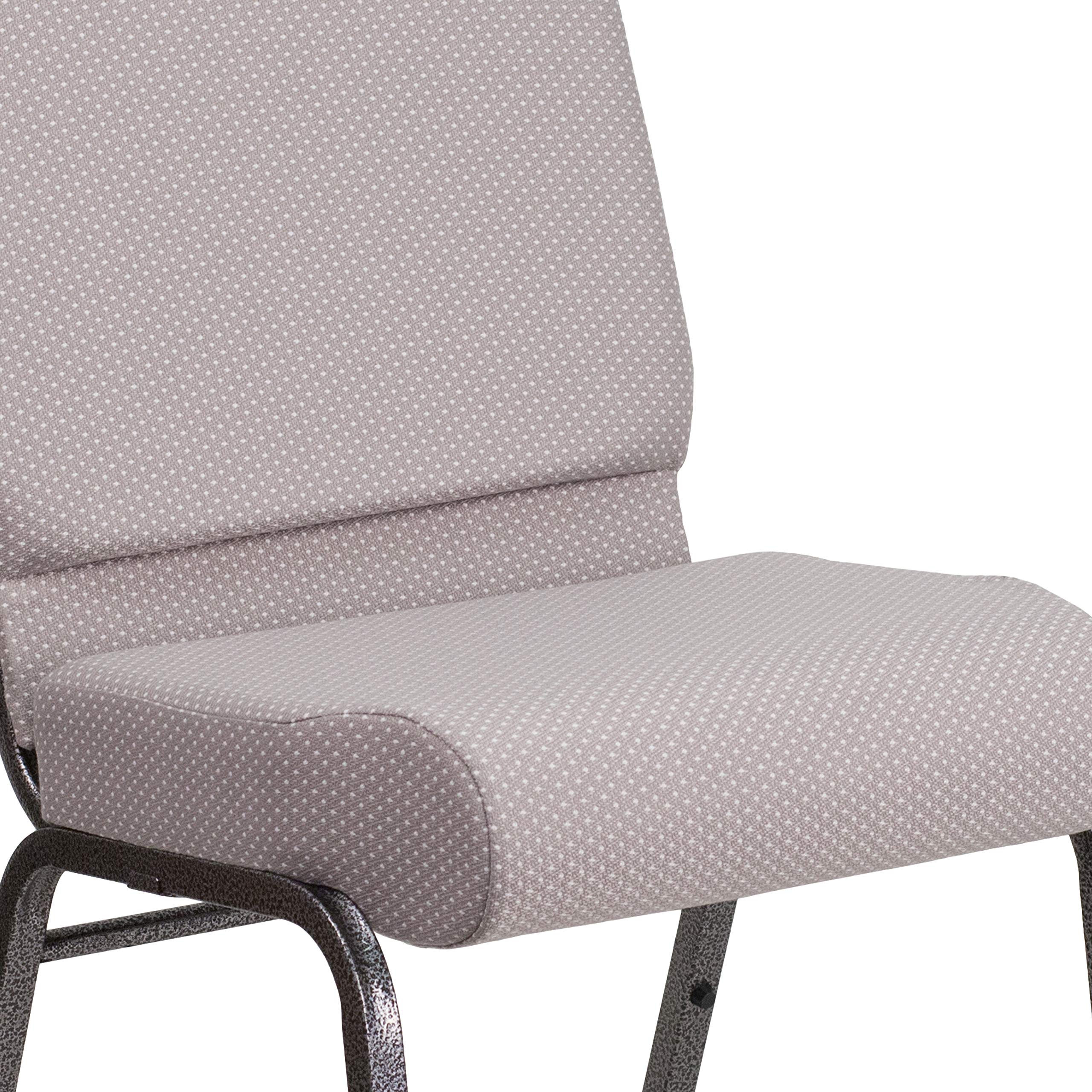 EMMA & OLIVER 21 Inch Wide Gray Dot Fabric Church Chair with Silver Vein Frame - Comfortable Padded Seat for Worship Services, Weddings & Events