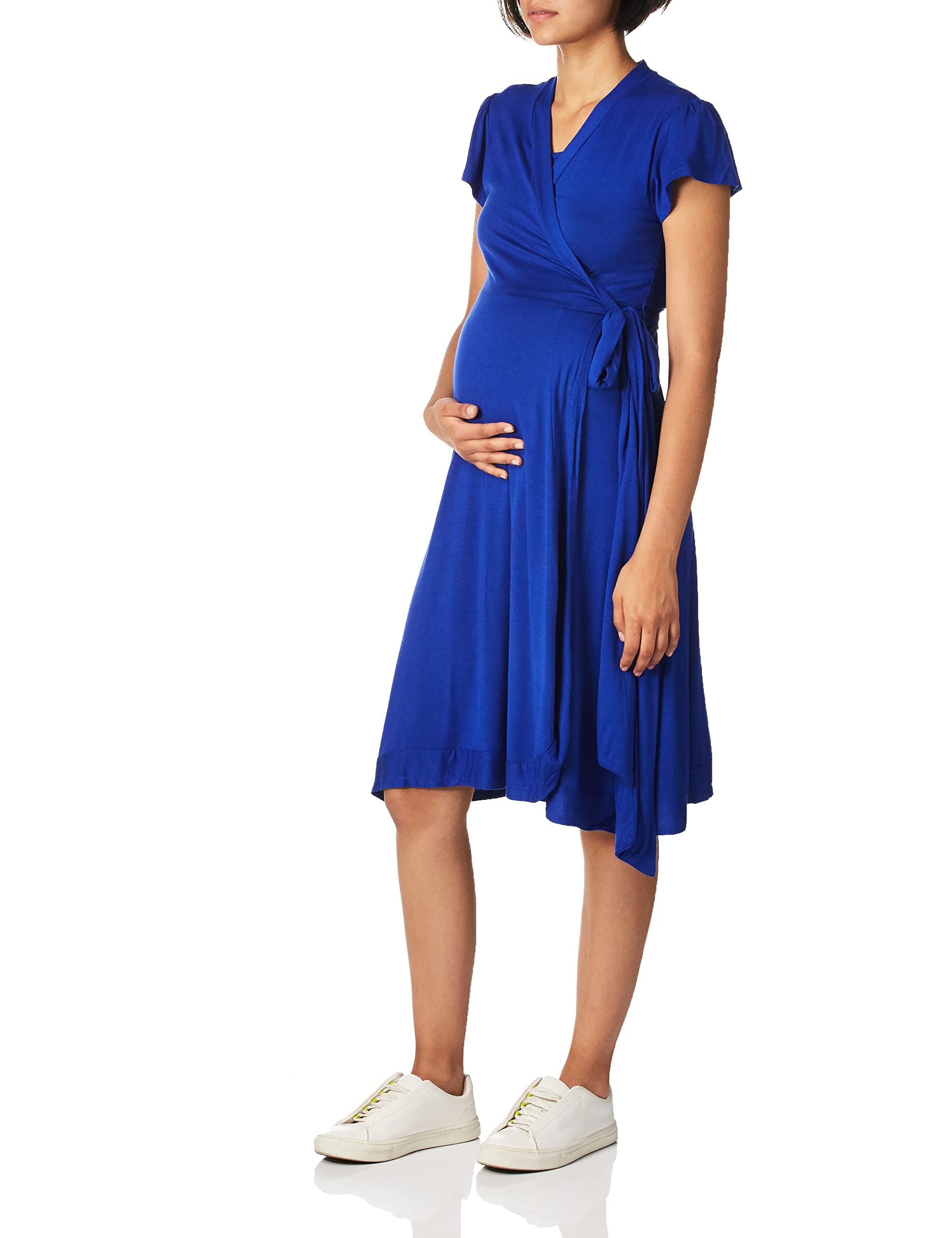 Kathy Women's Maternity Nursing Dress with Flutter Sleeves & Wrap Design - Perfect for Pregnancy, Breastfeeding & Special Occasions