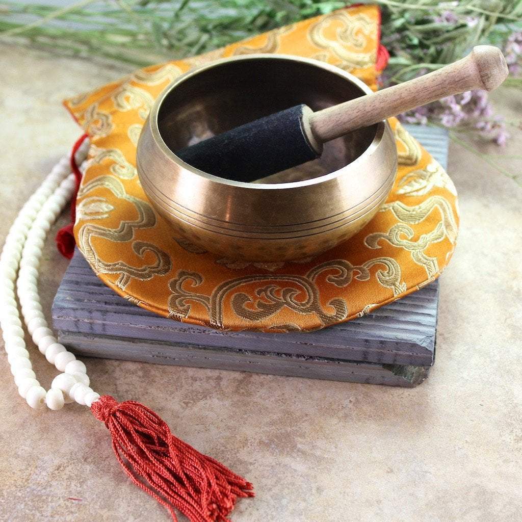 4 Inch Bronze Hand Hammered Singing Bowl - Tibetan Meditation Bowl for Yoga, Sound Healing & Relaxation - Perfect for Mindfulness, Therapy & Spiritual Practices
