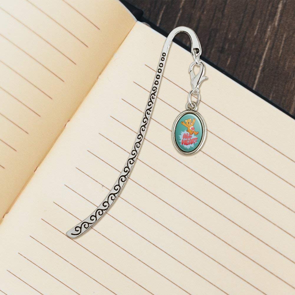 Care Bears Unlock The Magic All Heart Metal Bookmark with Oval Charm - Perfect for Book Lovers, Reading Gifts & Collectibles