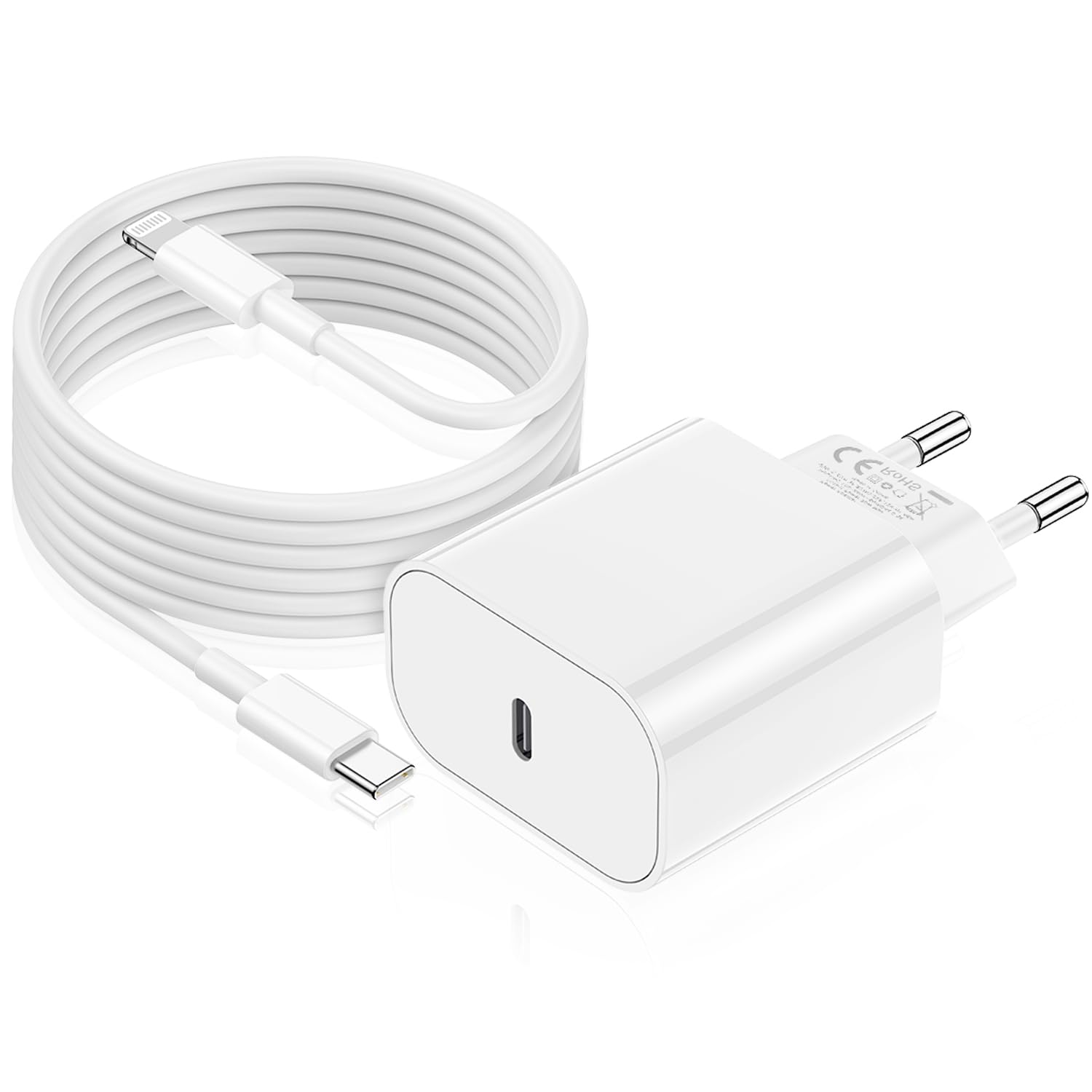 Jeenek MFi Certified USB C Fast Charger for iPhone 14 13 12 11 Pro Max XR XS SE & iPad - 3M Lightning Charging Cable - Perfect for Home, Office, Travel & Car Charging