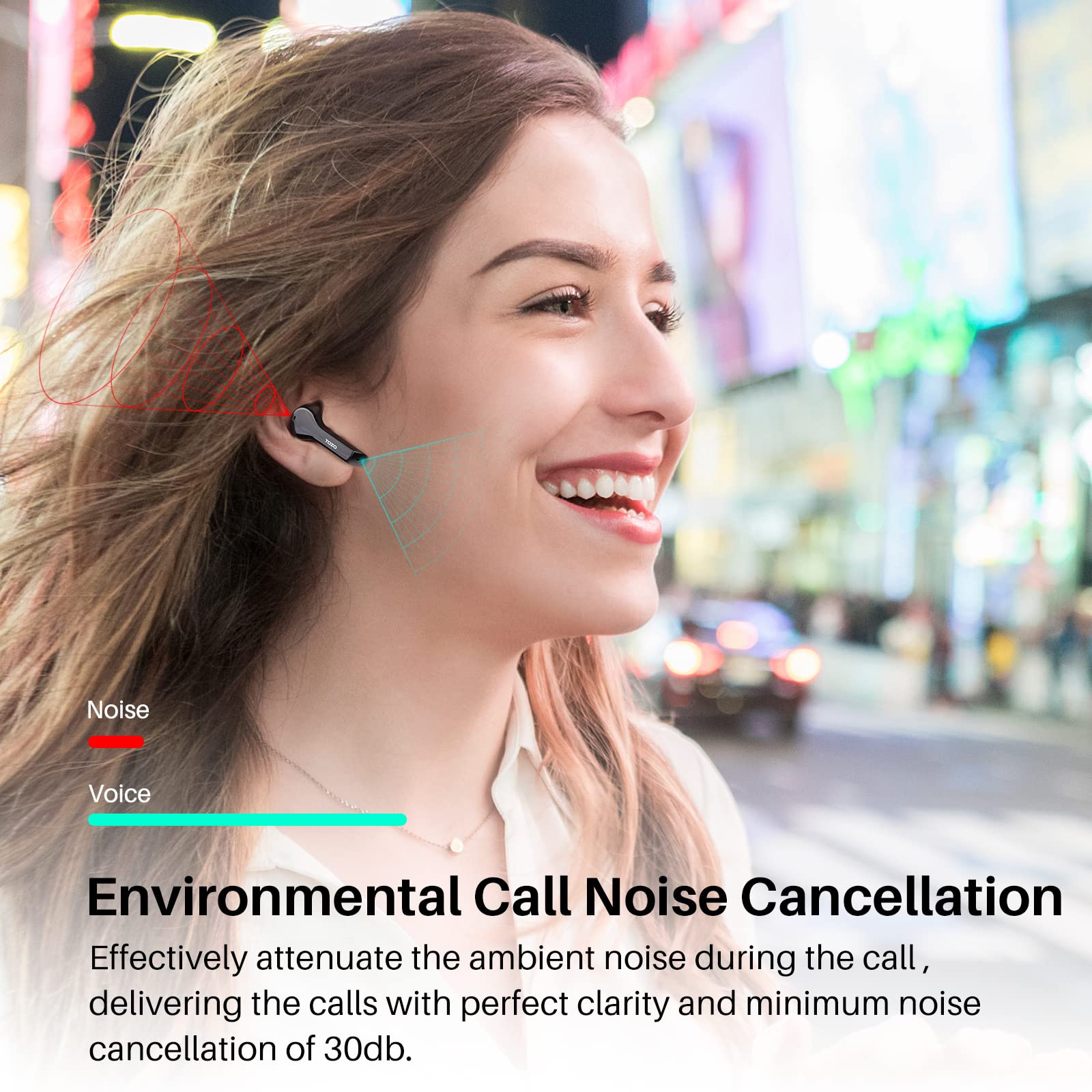 TOZO T9 True Wireless Earbuds with Active Noise Cancelling, 4 Mics for Crystal Clear Calls, Deep Bass, Bluetooth 5.3, IPX7 Waterproof, Wireless Charging Case - Black (Renewed) - Perfect for Workouts, Commuting & Travel