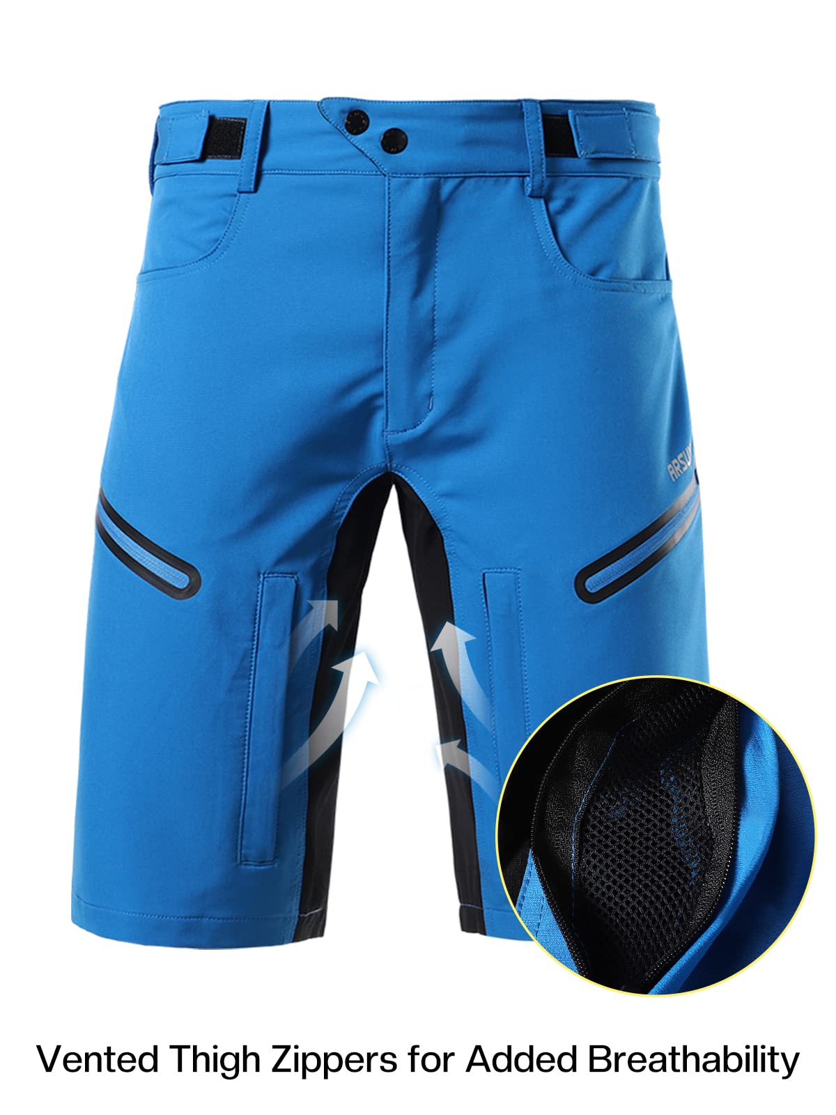 ARSUXEO Men's Cycling Shorts - Loose Fit Mountain Bike Shorts with Moisture-Wicking Waistband | Comfortable for Road Biking, Mountain Biking & Commuting