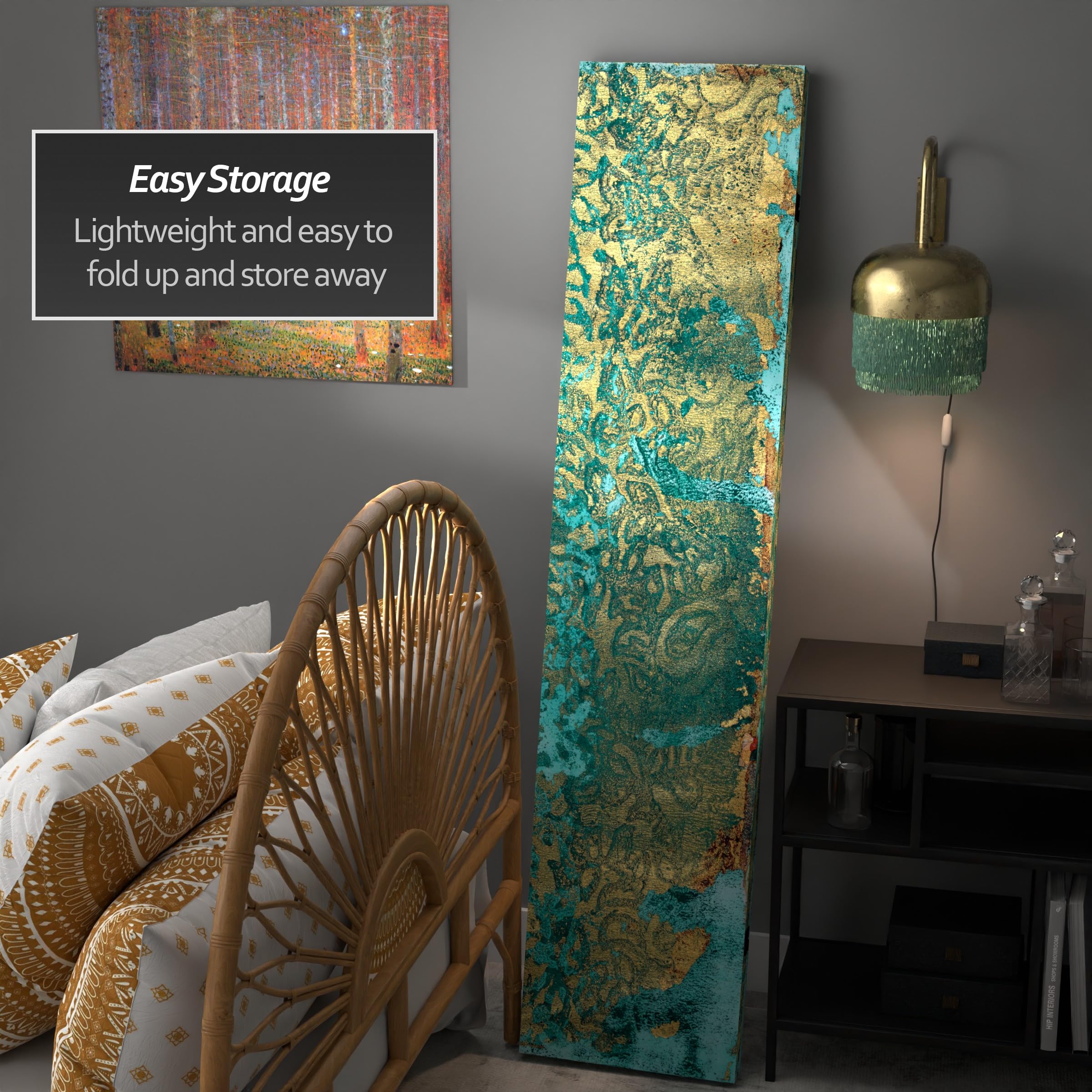 6 ft. Tall Red Lantern Luminous Shadows Canvas Room Divider - Underwater Wave Design for Home Decor, Office Partition & Asian-Themed Events