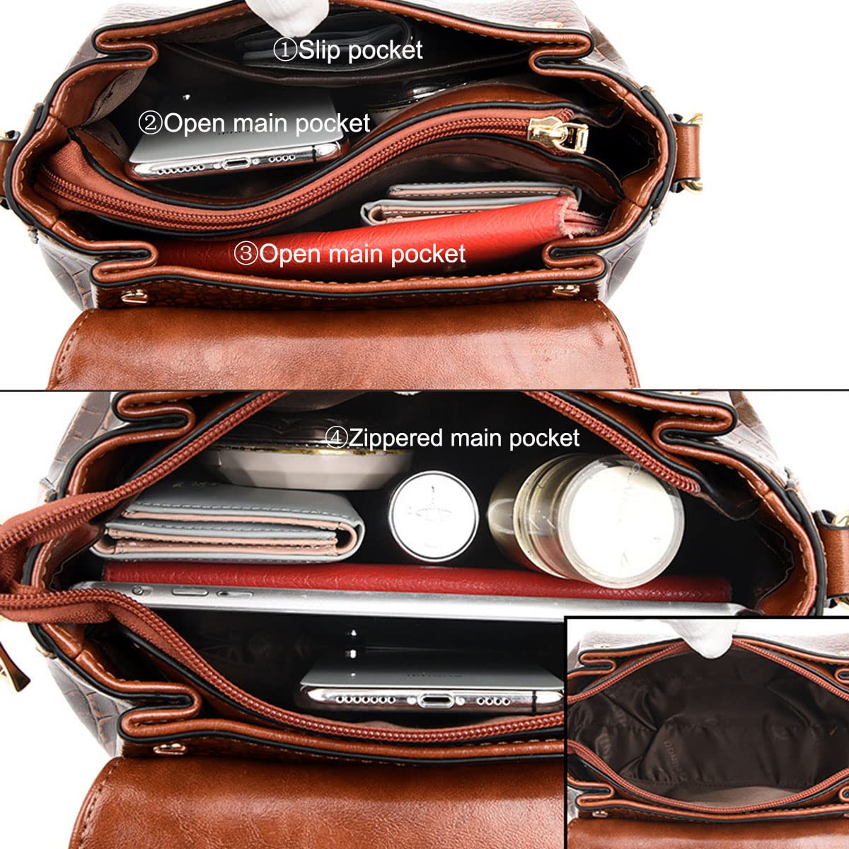 Women's Crocodile Pattern Leather Crossbody Bag - Fashionable Shoulder Purse with Wallet, Perfect for Daily Use, Travel & Shopping