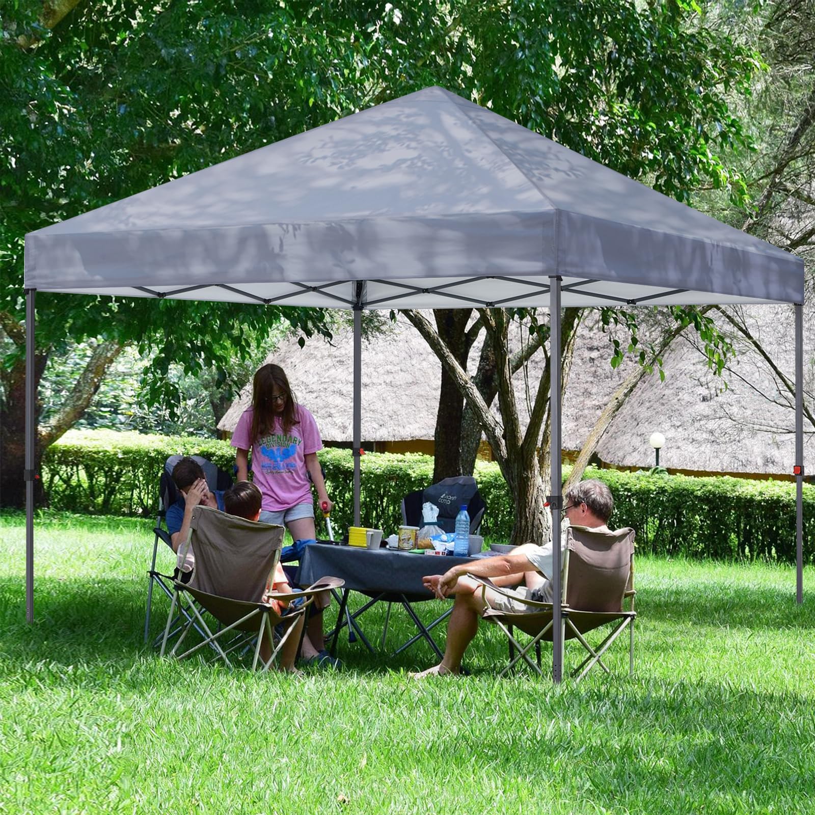 COOSHADE 10x10Ft Pop Up Canopy Tent - Heavy Duty & Portable Instant Shelter with 4 Sandbags (Grey) - Perfect for Outdoor Events, Beach, Camping, Picnics & Backyard Parties