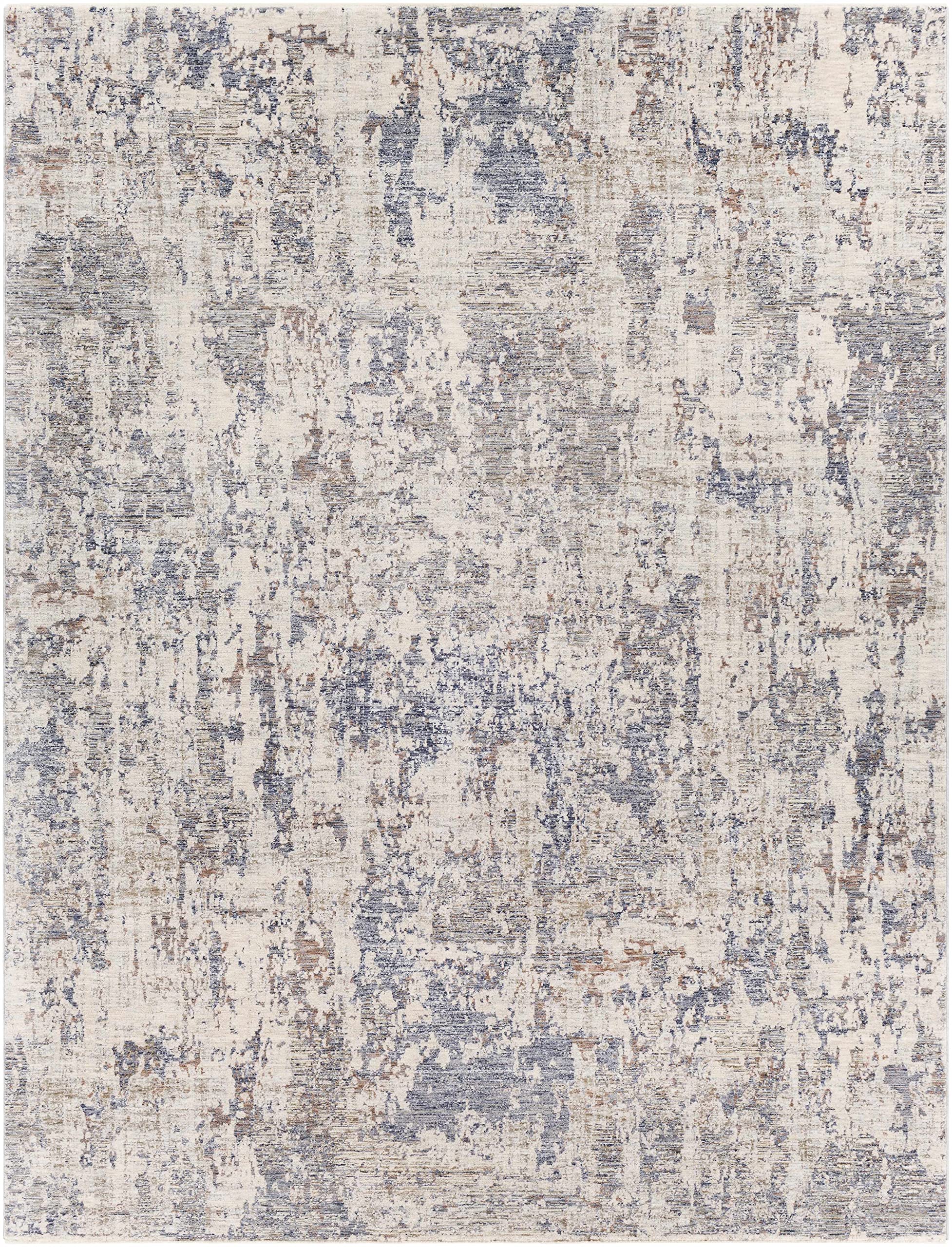 Modern Hauteloom Broxbourne Area Rug for Living Room & Bedroom - Navy, Denim, Pale Blue - 2' x 3'3