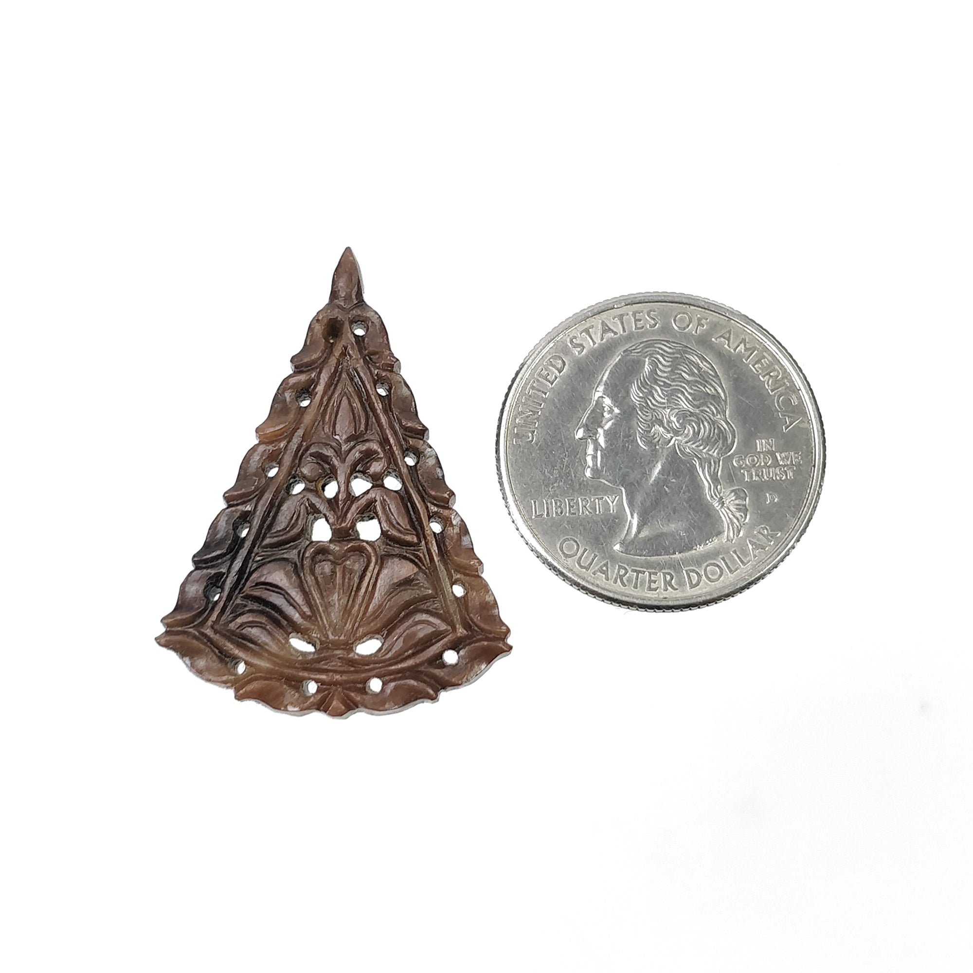 Natural Untreated Golden Brown Chocolate Sapphire Gemstone Carving - 22.31cts Hand-Carved Triangle (36x26mm) for Pendant Jewelry | Unique Gemstone Gift for Birthdays & Special Occasions | Perfect for Necklace, Bracelet & DIY Jewelry Making