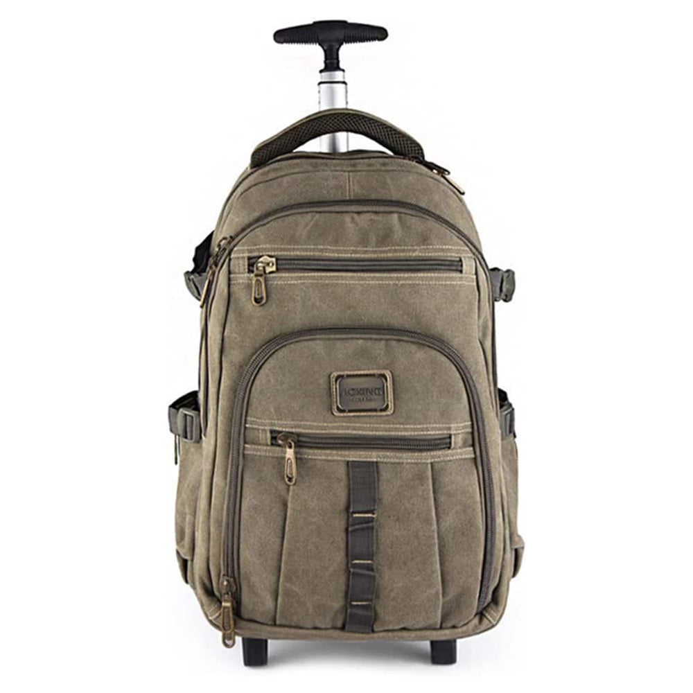 Aoking 23L Canvas Wheeled Backpack - Durable Rolling Travel Backpack for School, Business Trips & Airplane Carry-On Luggage