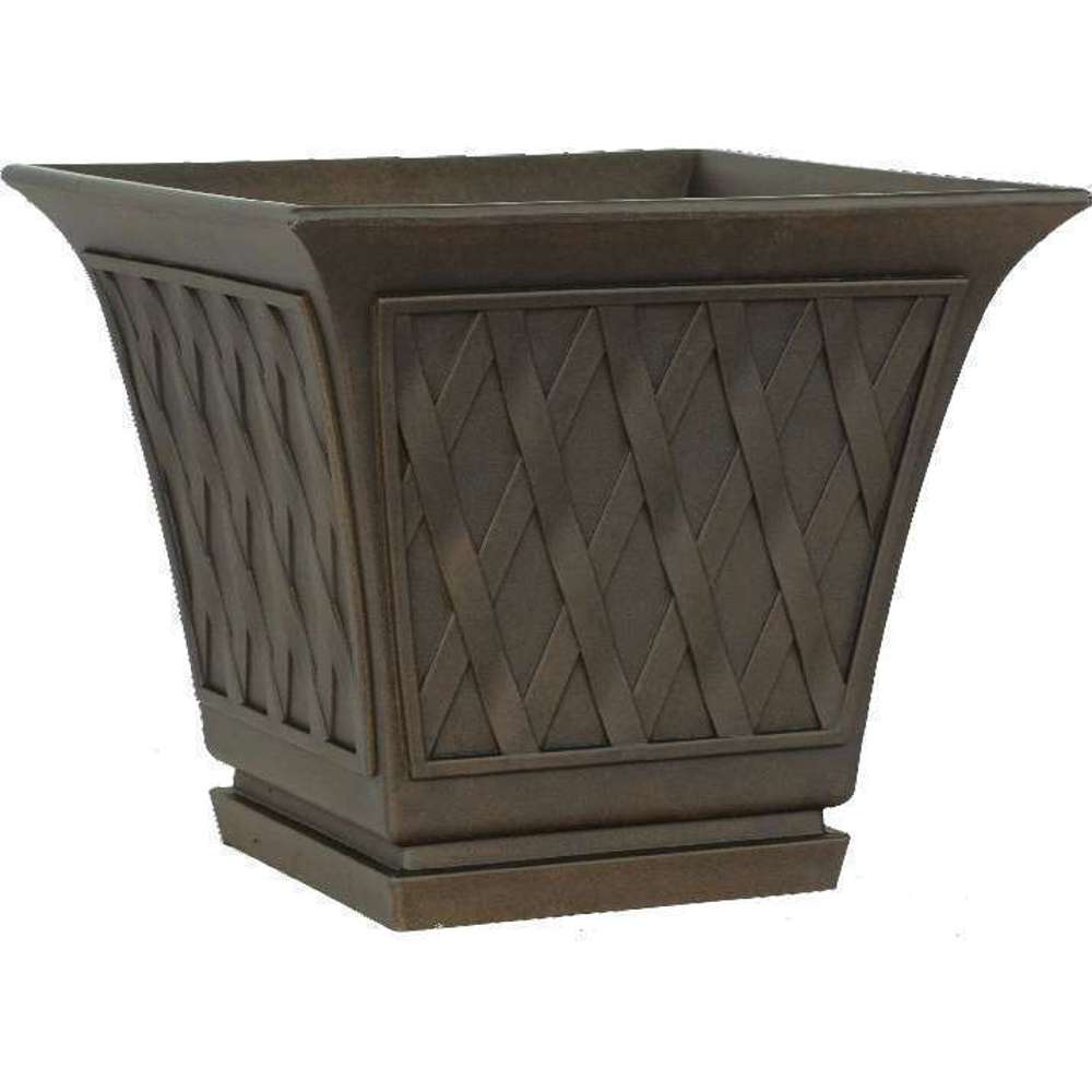 Bellan Lattice Square Planter Empire Brown 40 x 40 x 34cm - Modern Indoor Outdoor Garden Decor for Patio, Balcony & Home Decor