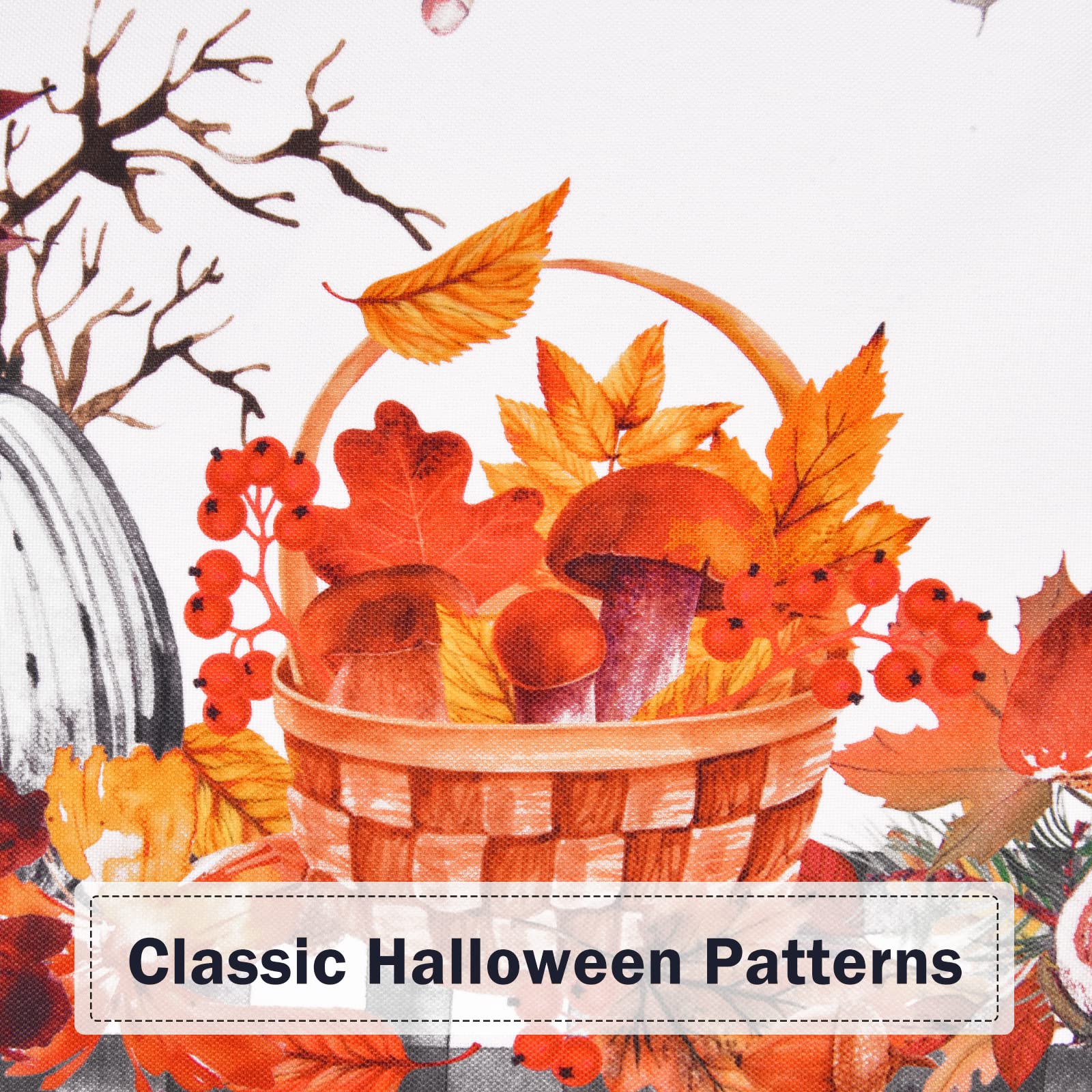Thanksgiving Fall Kitchen Curtains - Maple Leaf & Pumpkin Print Black White Buffalo Plaid Window Tiers - 30''W x 36''L Rod Pocket Curtain Panels for Cafe, Bathroom, Bedroom - Perfect for Autumn Decor & Holiday Home Styling