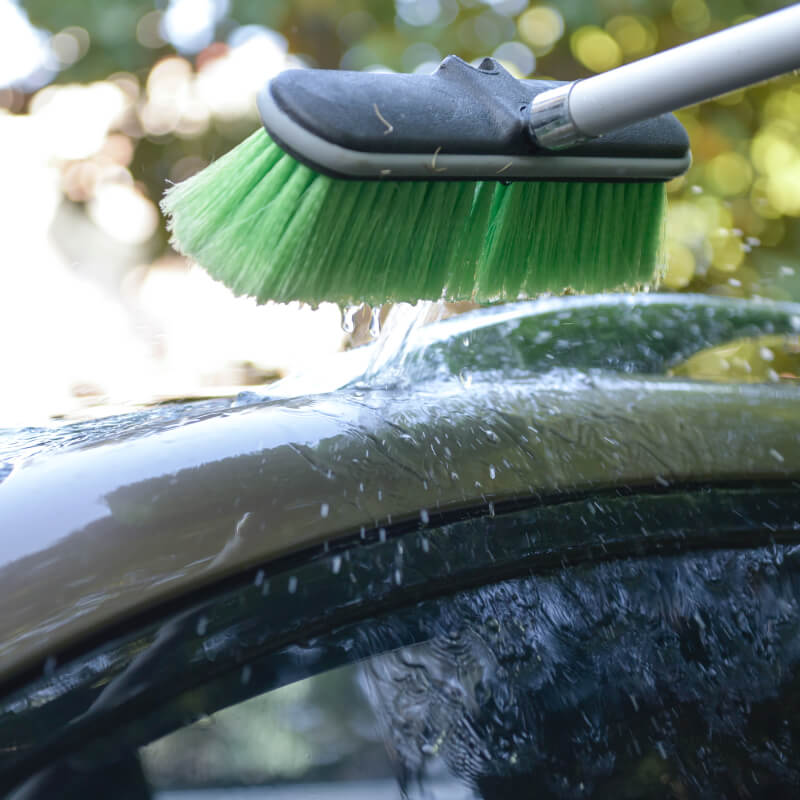 10 Pack Green Flow-Through Brush Heads with Adjustable Pole - Perfect for Cleaning Gutters, Roofs, and Hard-to-Reach Areas