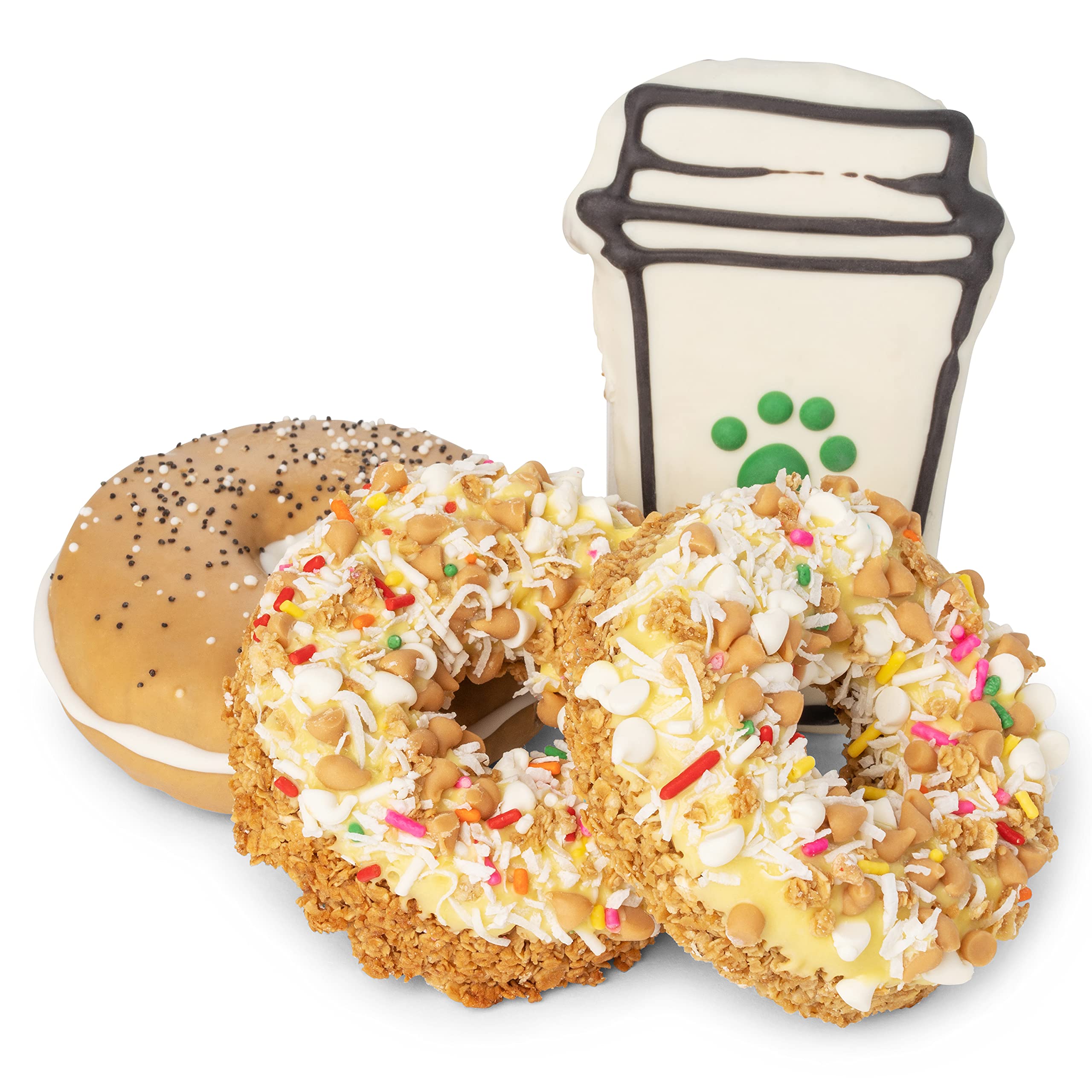 Organic Dog Treats Bundle - Natural Baked Donut, Bagel & Coffee Cup Shaped Dog Snacks for Training & Rewards | Perfect for Small & Medium Dogs | DogCo Donut Bundle