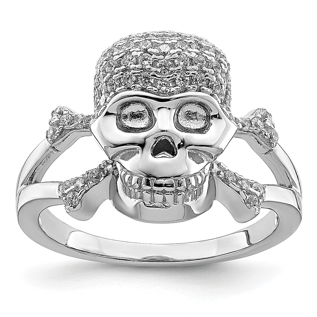 925 Sterling Silver Cubic Zirconia Skull Ring for Women - Elegant Gothic Jewelry Gift for Her - Perfect for Halloween, Punk Fashion & Edgy Style Outfits