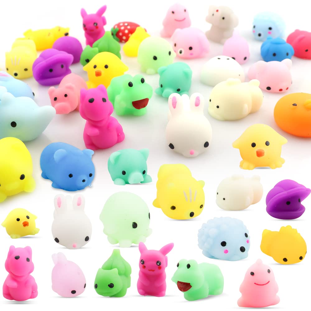 50 Pack Mini Stress Relief Toys - Cute Kawaii Animal Squishies for Kids & Adults | Anxiety Relief, Party Favors for Halloween, Christmas, Easter | Great for Classroom Prizes, Birthday Gifts & Office Desk Decor